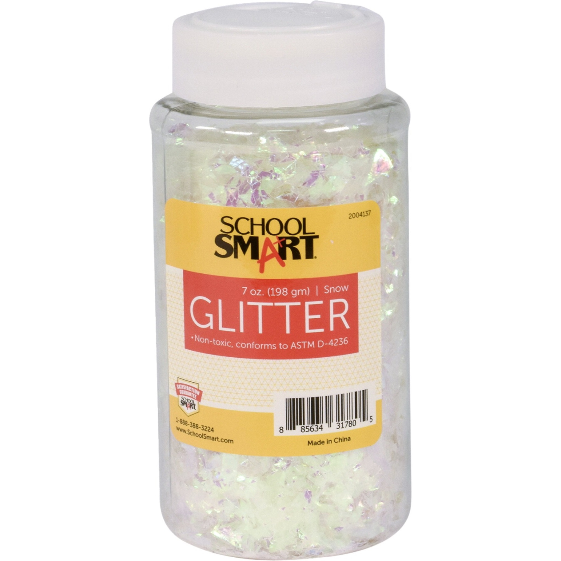 School Smart Craft Glitter, 7 Ounce Jar, Snow
