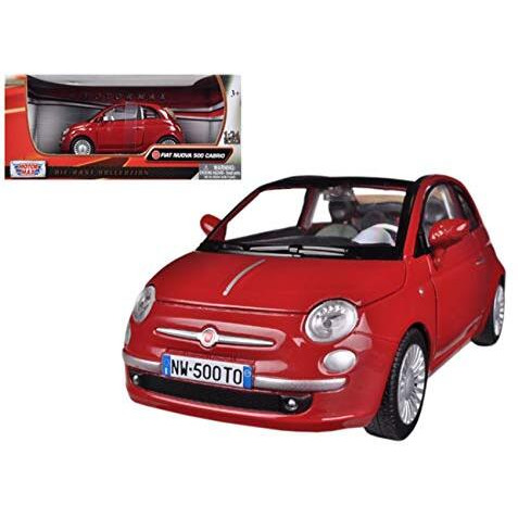 Fiat 500 Nuova Cabrio Red 1/24 Diecast Model Car by Motormax