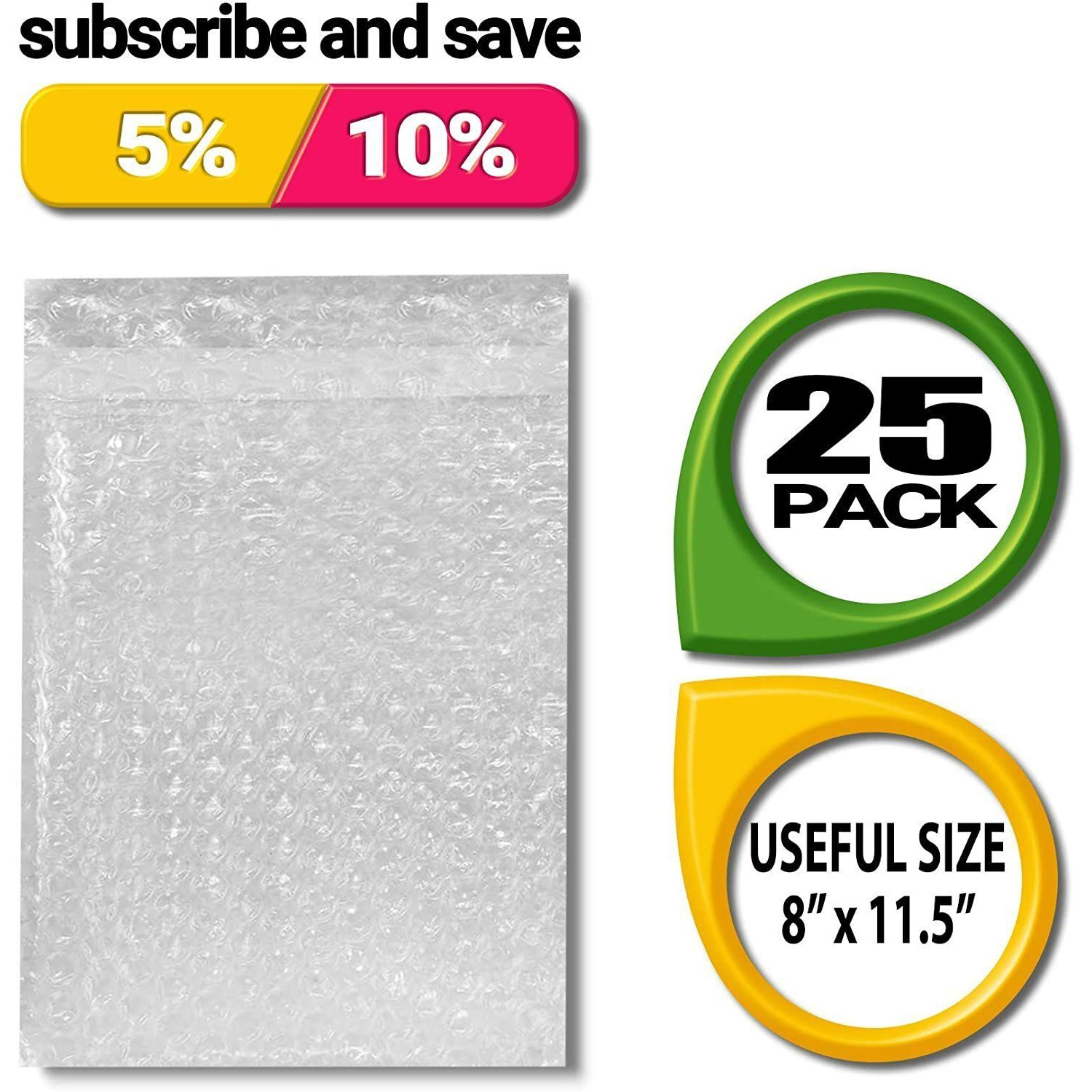 clear Bubble Out Bags 8 x 115 Packaging Bubble Bags for Shipping Pack of 25 Polyethylene Self Seal Bubble Pouches Bubble Packaging Bags with 316 Lining Protective Packing Bubbles Bags(D0102H9FPLU)
