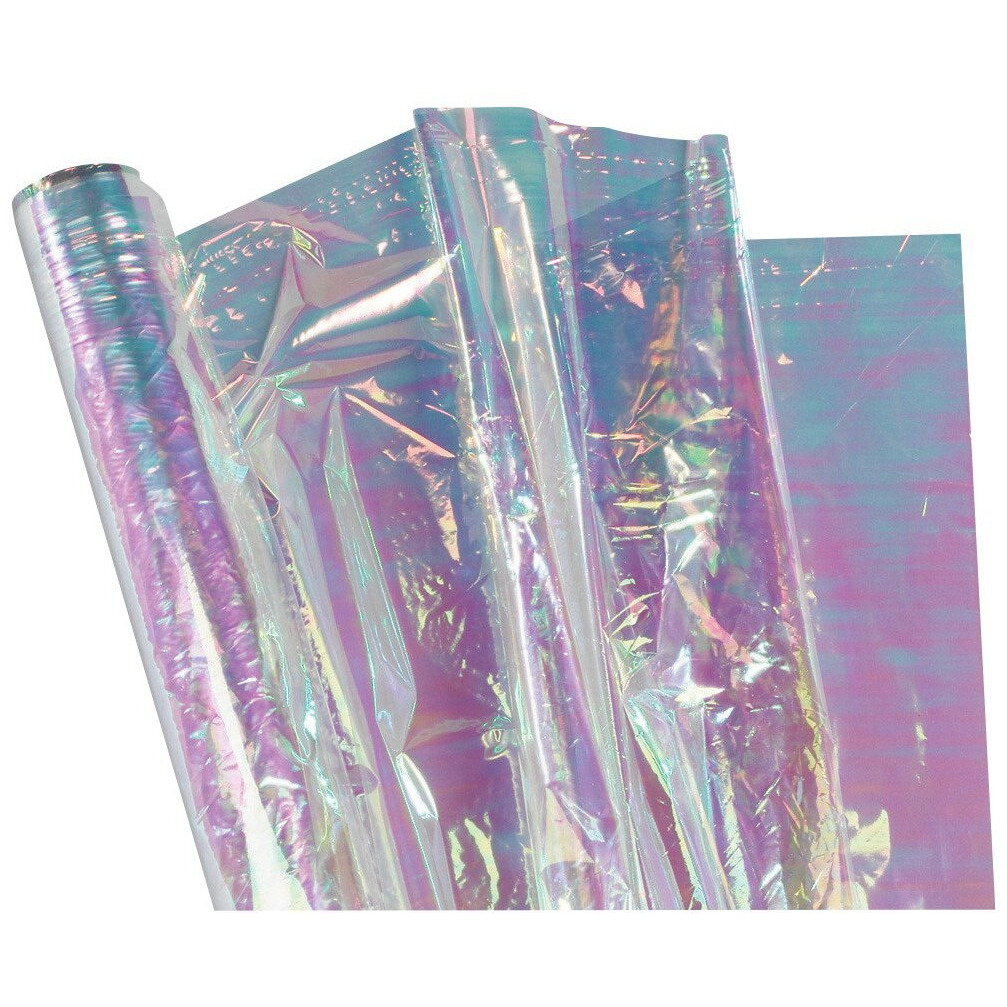School Specialty Cellophane Roll, 36 in X 12-1/2 ft, Iridescent