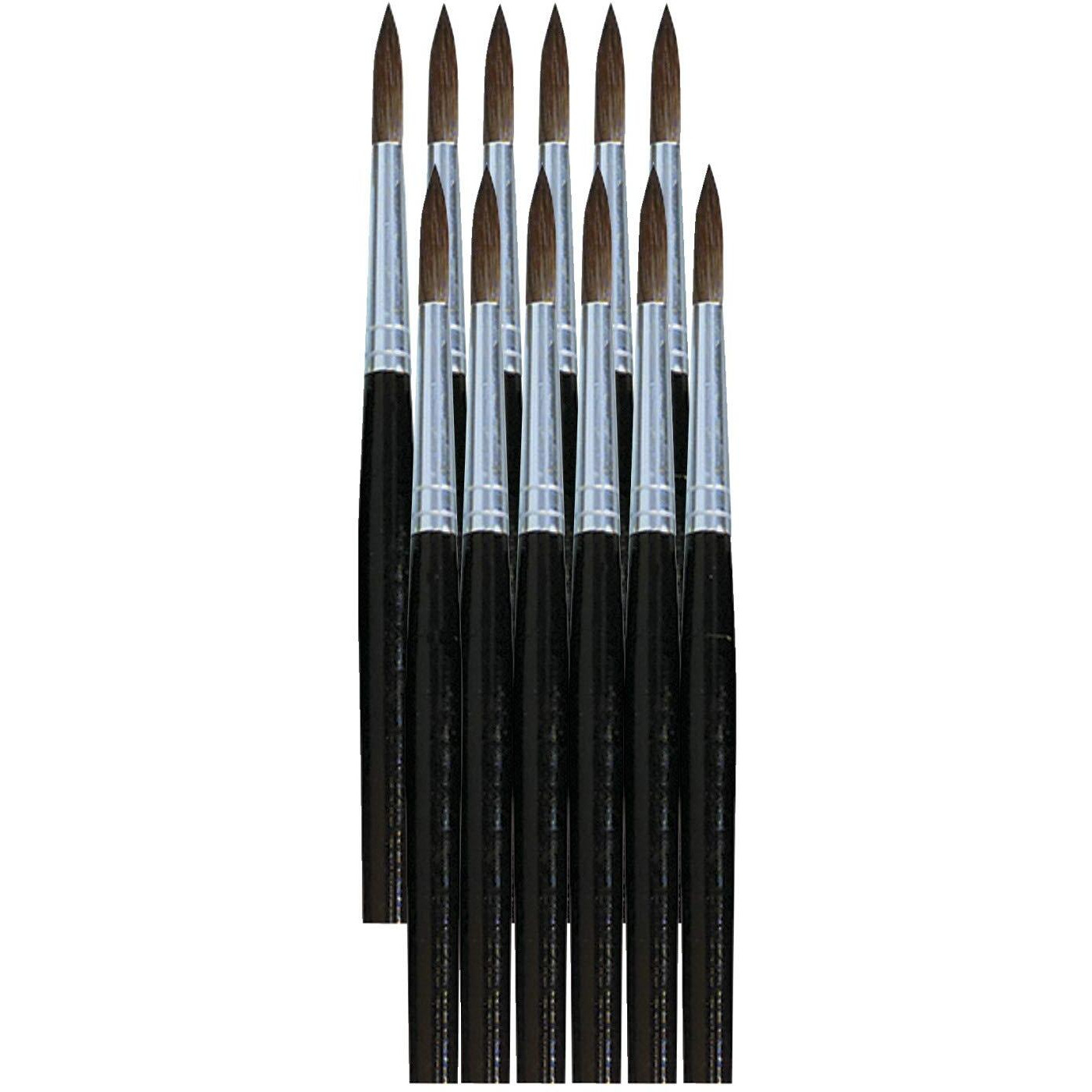 School Smart Long Handle Round Watercolor Brush, Size 6, Pack of 12