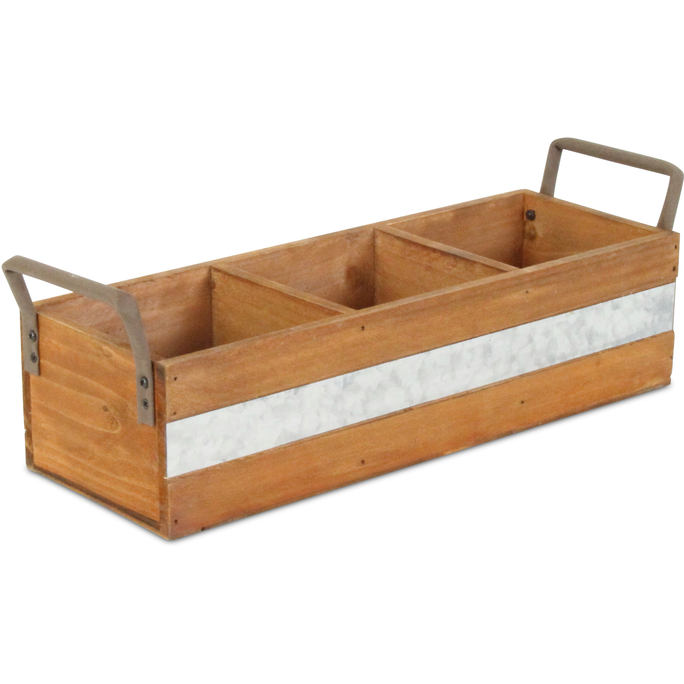 Reid Wooden 3 Slot Storage Caddy - Brown