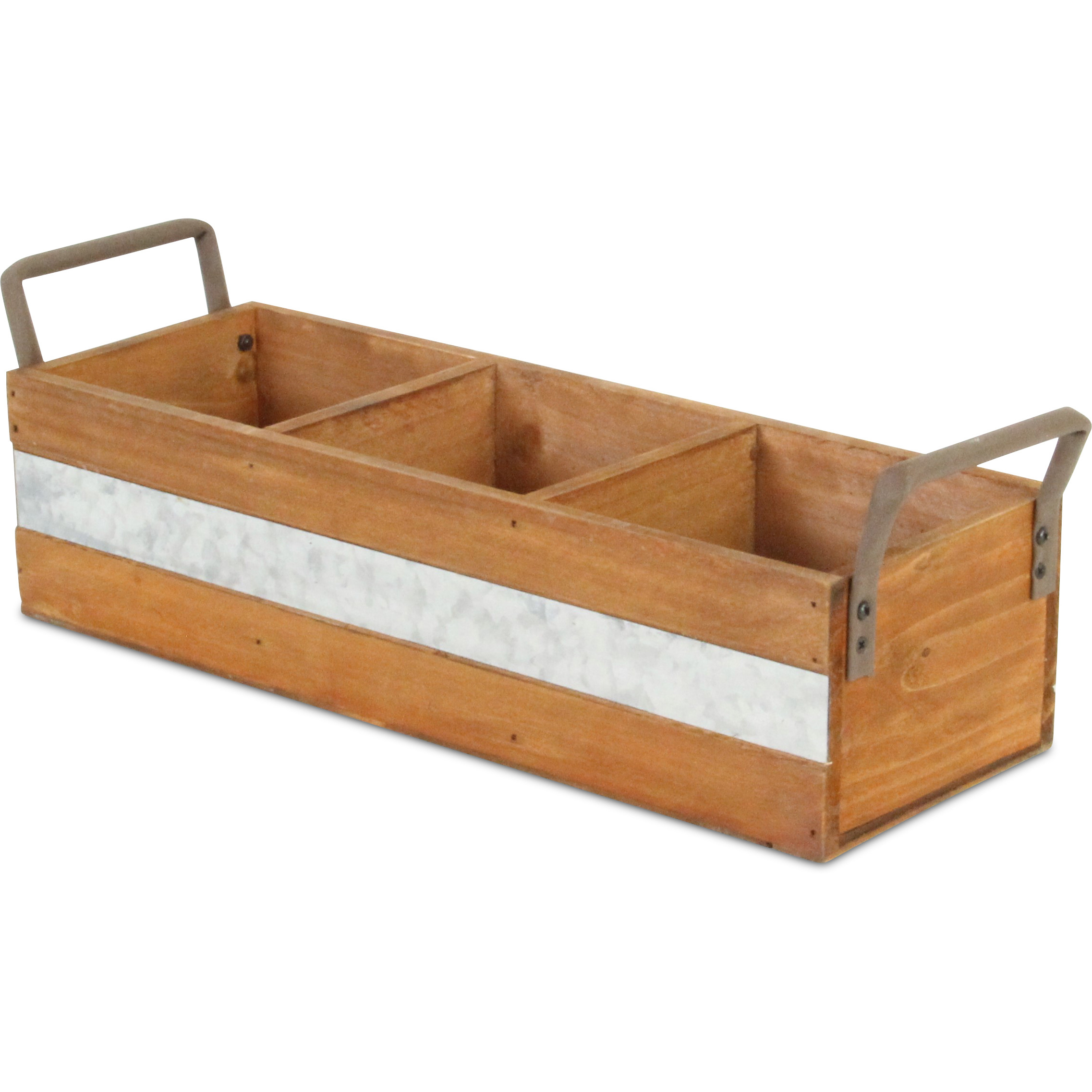 Reid Wooden 3 Slot Storage Caddy - Brown