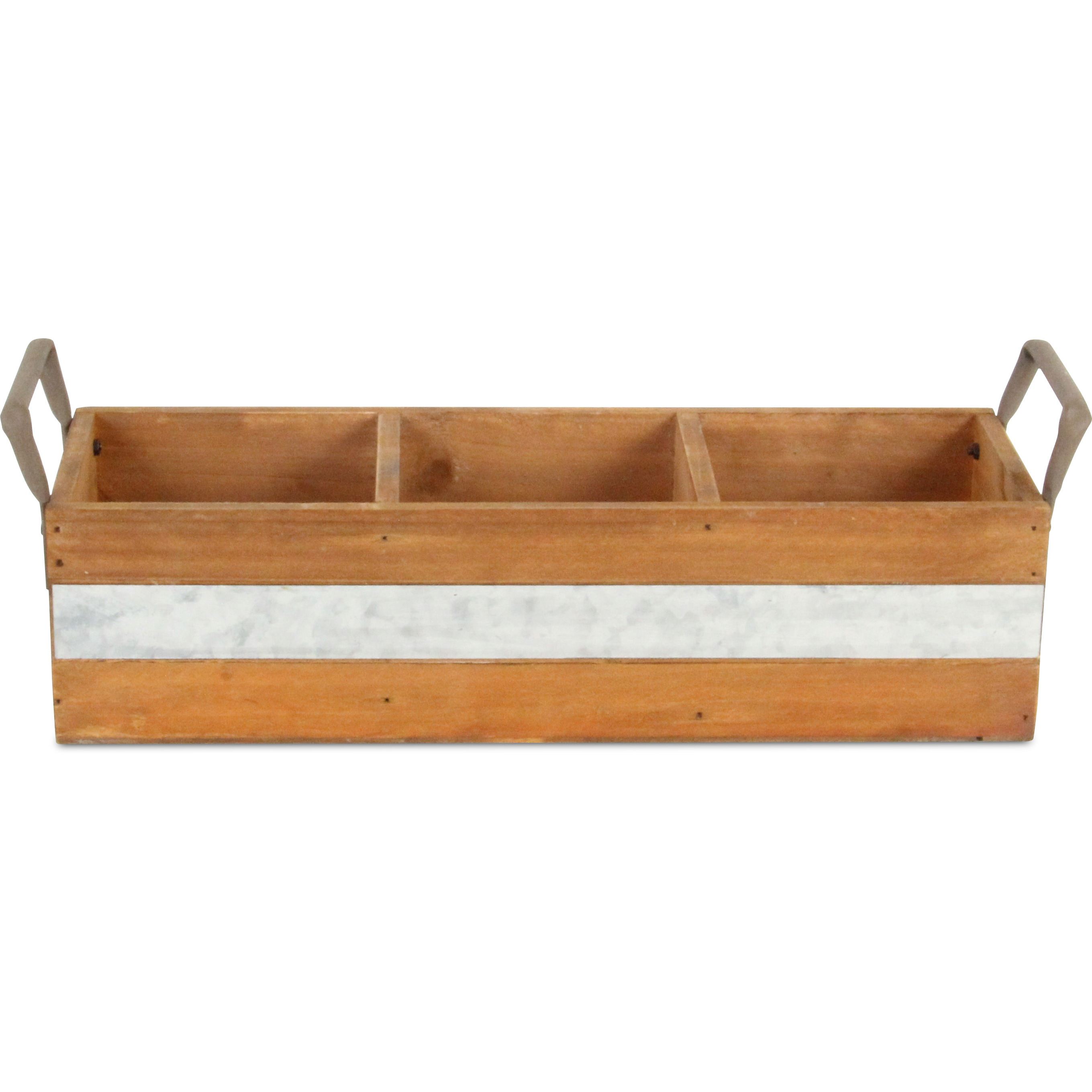 Reid Wooden 3 Slot Storage Caddy - Brown