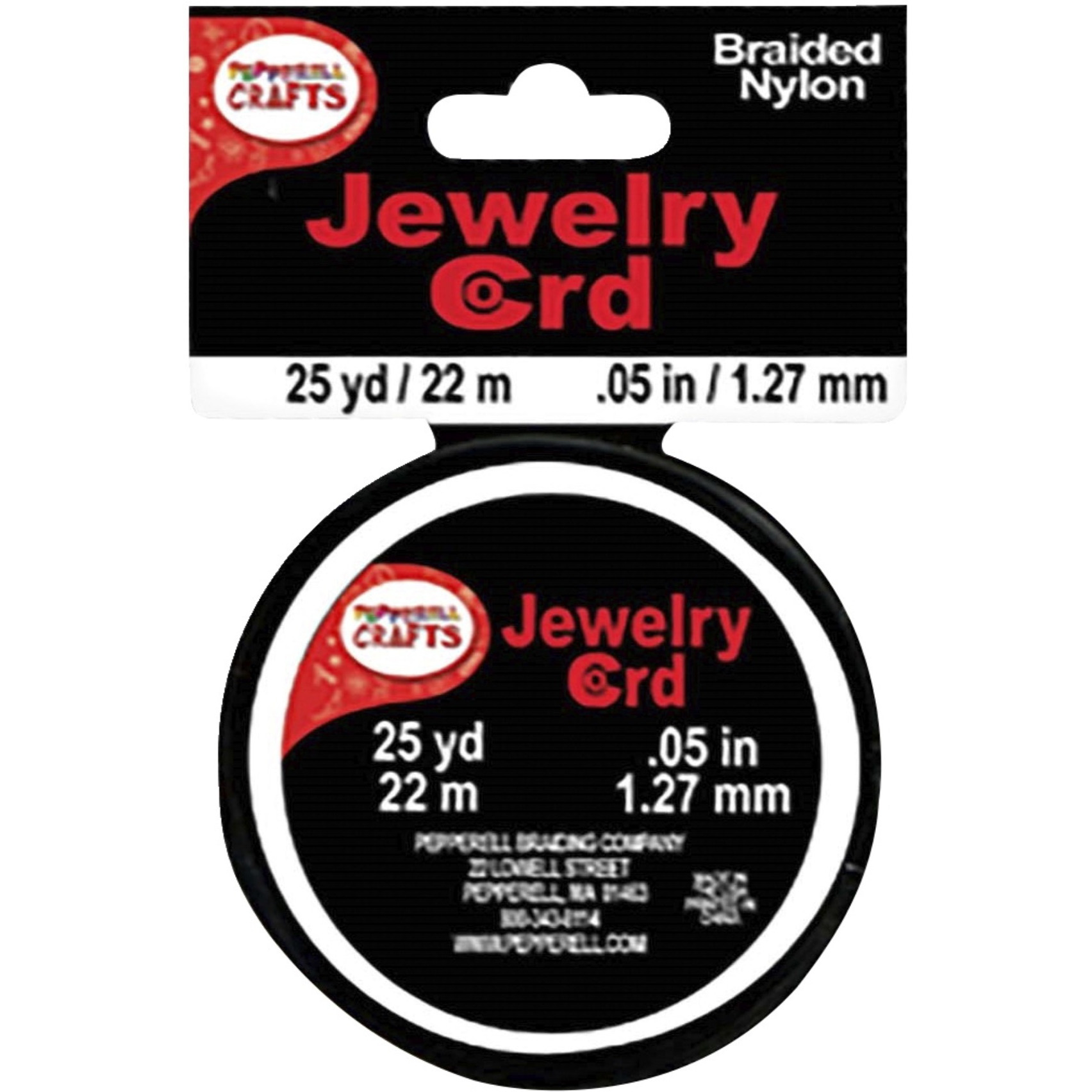 Pepperell Braiding Shiny Jewelry Cord, 1.5 mm X 25 yd, Black