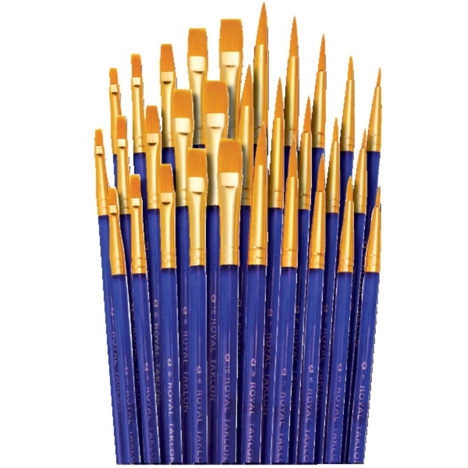 Royal Brush Gold Taklon Brushes, Set of 30