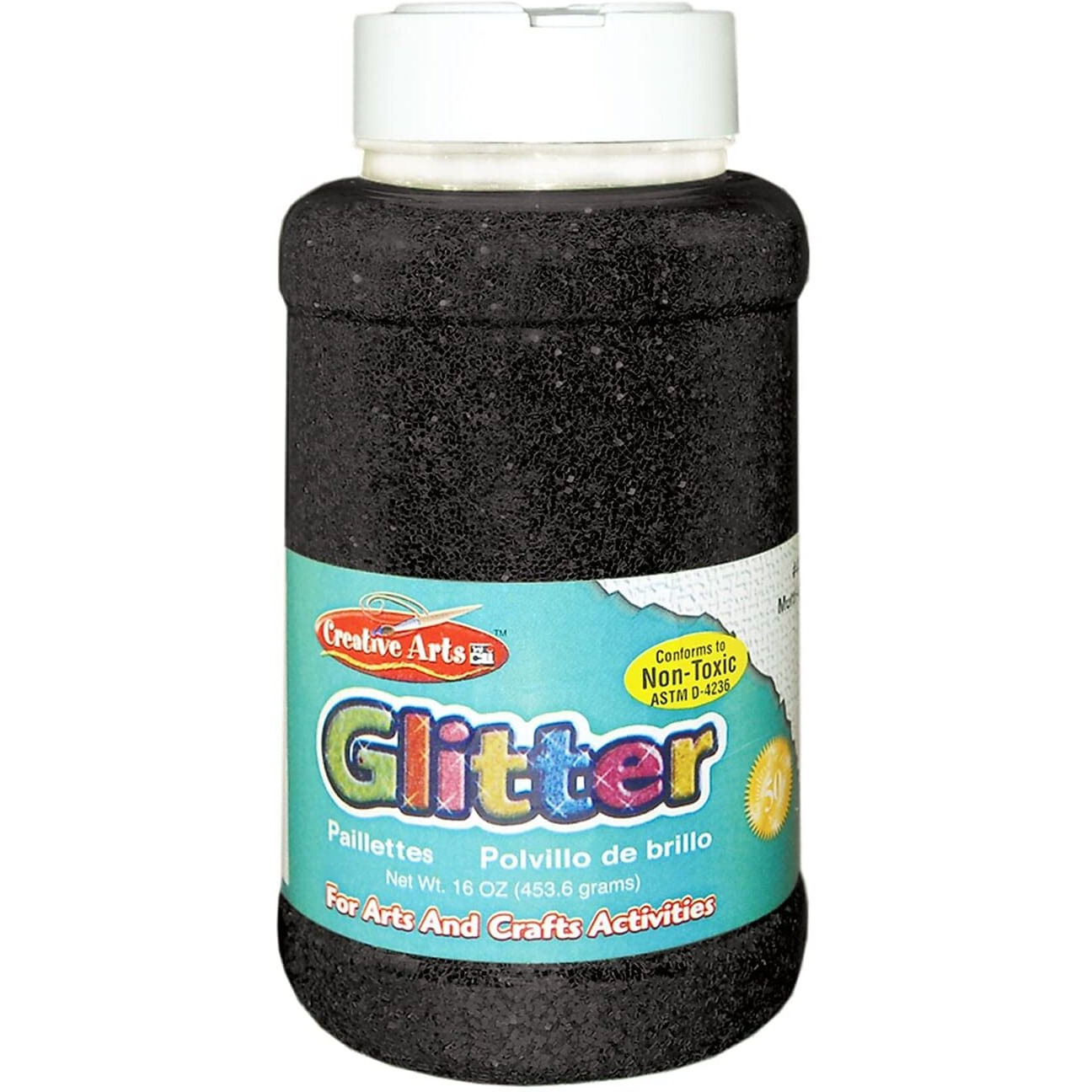 CREATIVE ARTS GLITTER 1LB CAN BLACK