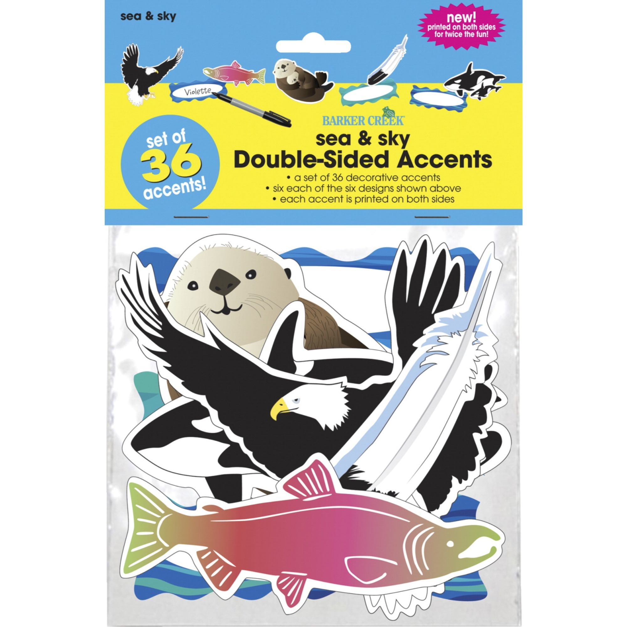 Barker Creek Double Sided Accents, Sea and Sky, 5-1/2 x 5-1/2 Inches, Set of 36