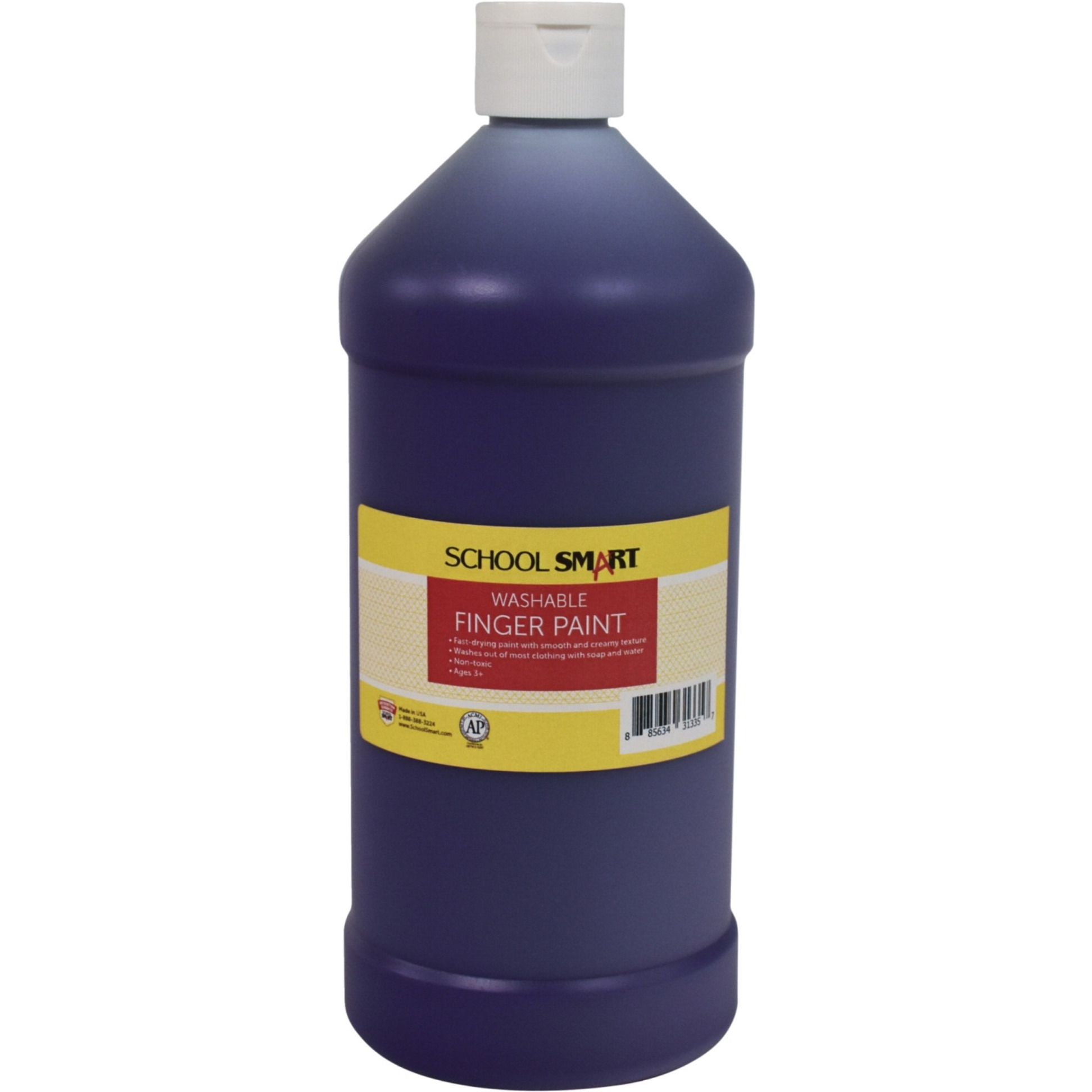 School Smart Washable Finger Paint, Purple, 1 Quart