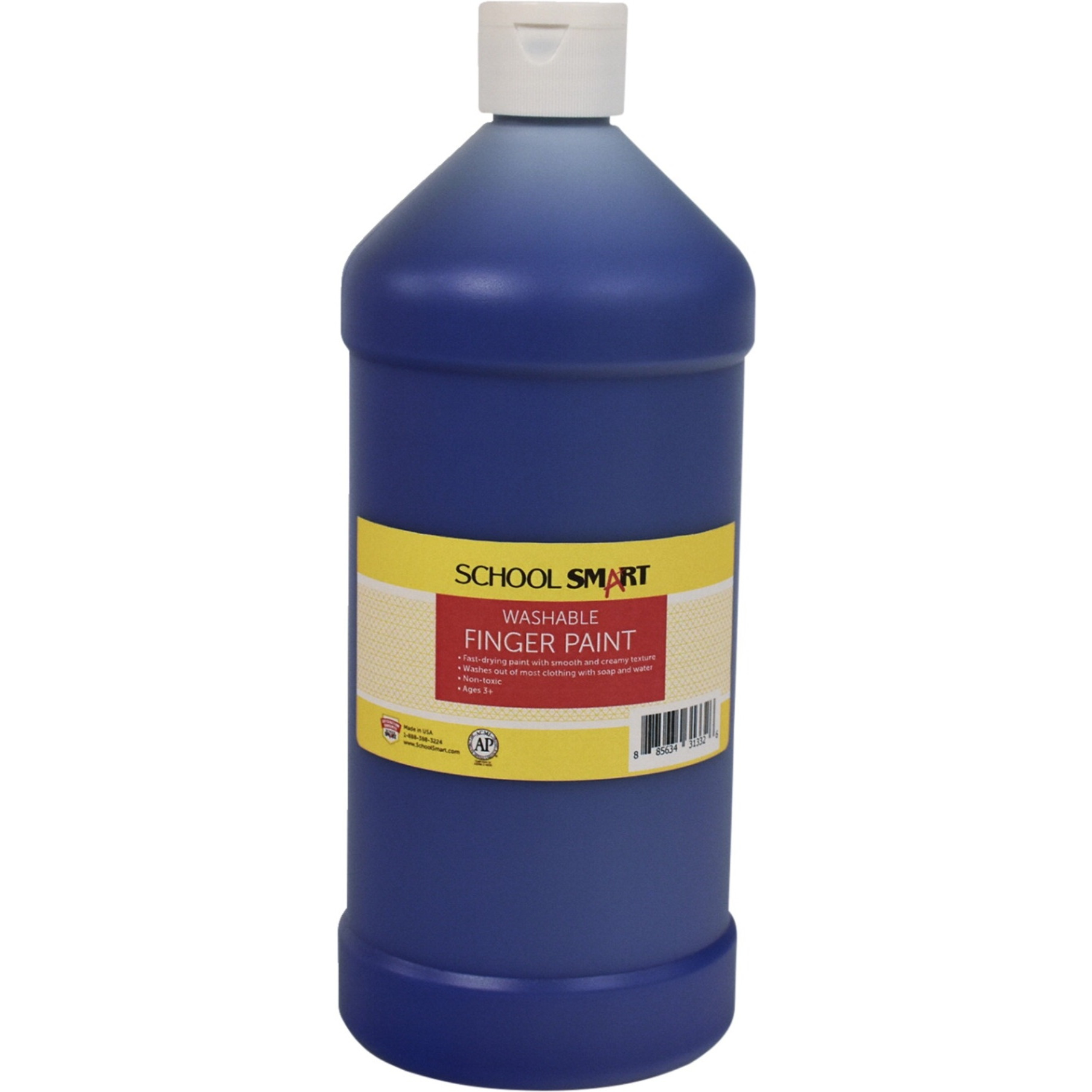 School Smart Washable Finger Paint, Blue, 1 Quart