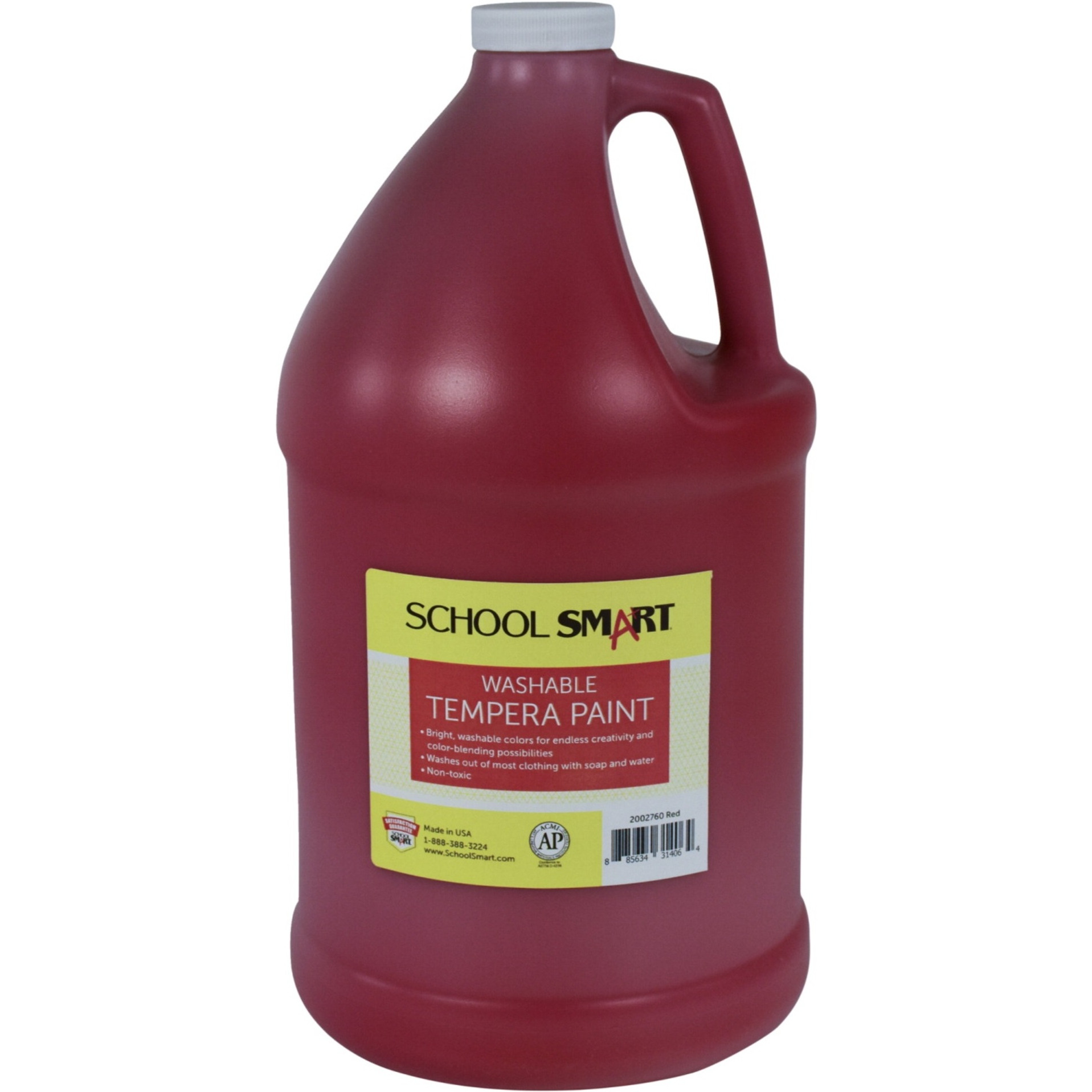 School Smart Washable Tempera Paint, Gallon, Red