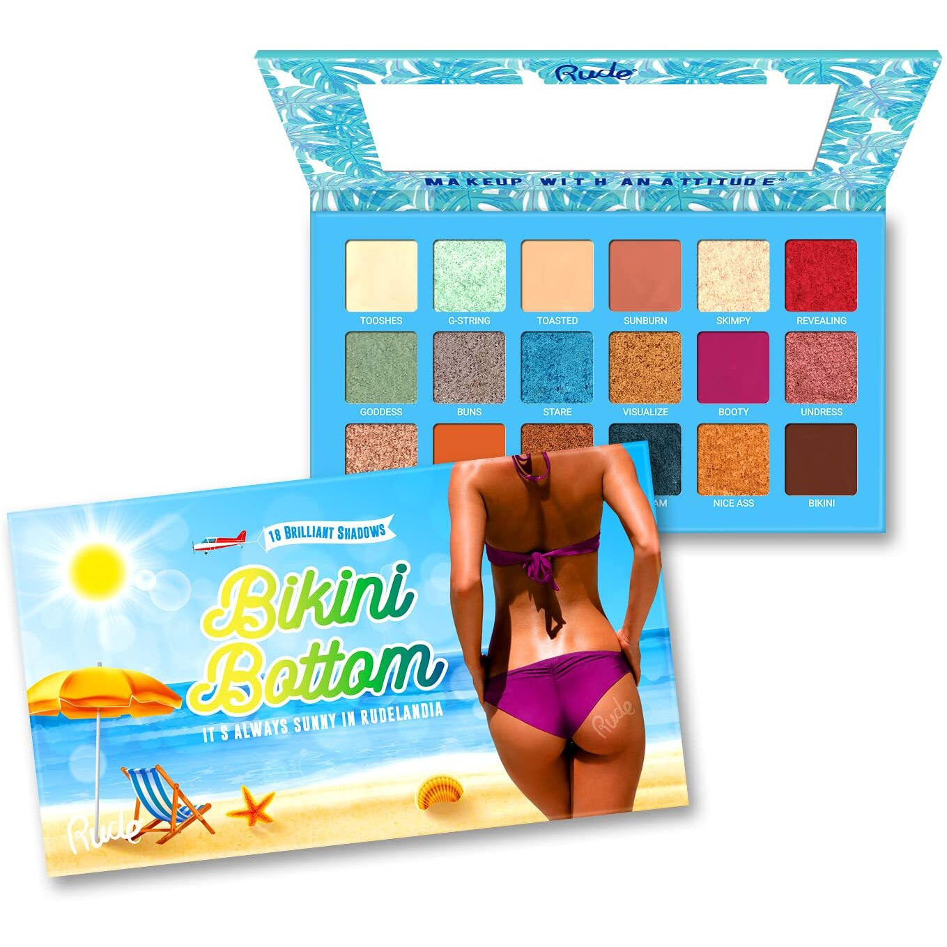 RUDE Bikini Bottom - 18 Eyeshadow Palette(D0102H2B7PY)