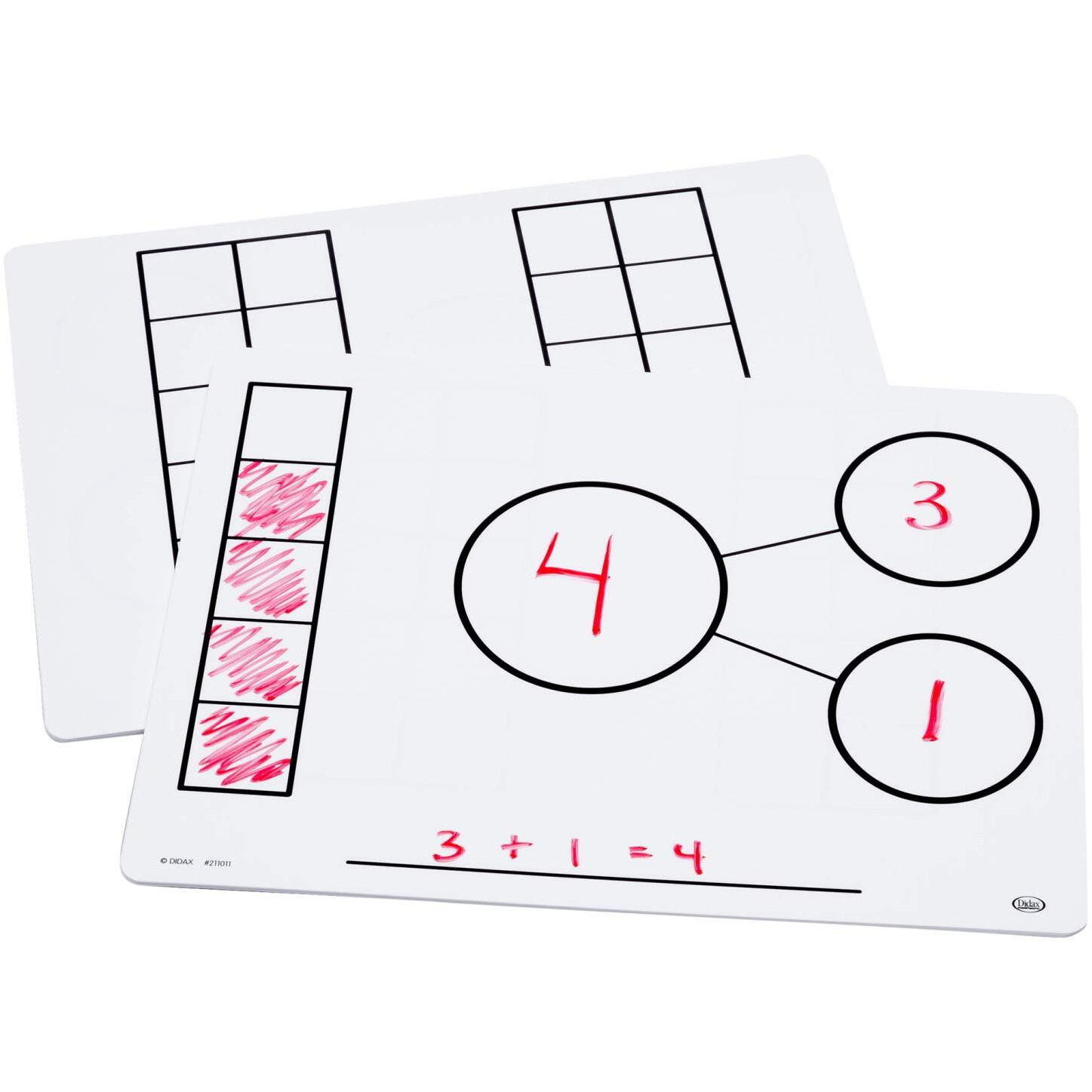 Didax Educational Resources Write-On Wipe-Off Five and Ten-Frame Mats, Set of 10