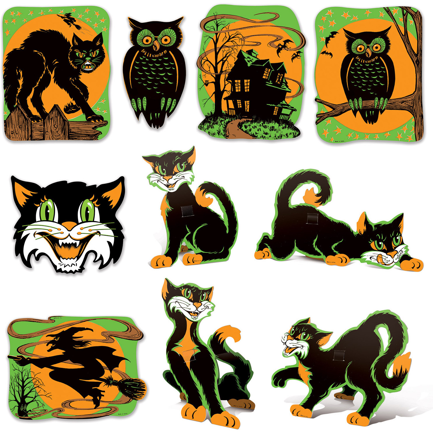 Vintage Halloween Fluorescent Cutouts