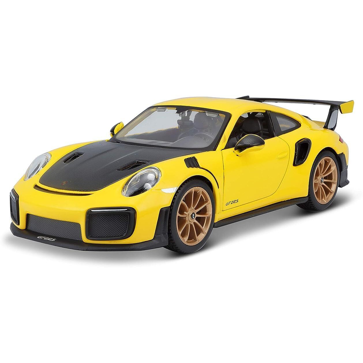 Porsche 911 GT2 RS Yellow with Carbon Hood and Gold Wheels &quotSpecial Edition" 1/24 Diecast Model Car by Maisto