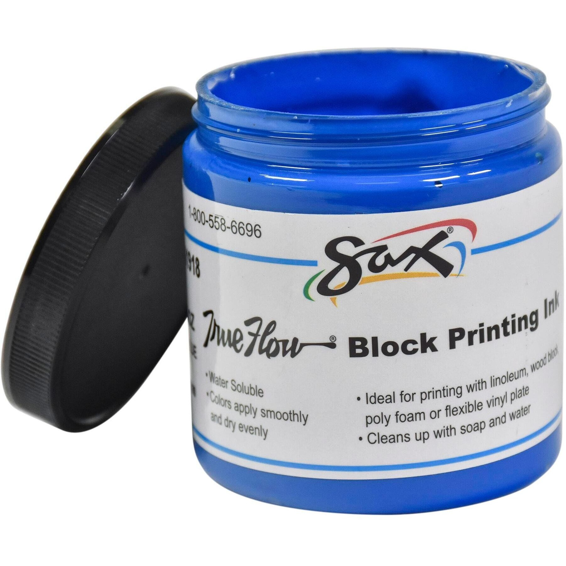 Sax True Flow Non-Toxic Water Soluble Block Printing Ink, 1 pt Jar, Primary Blue