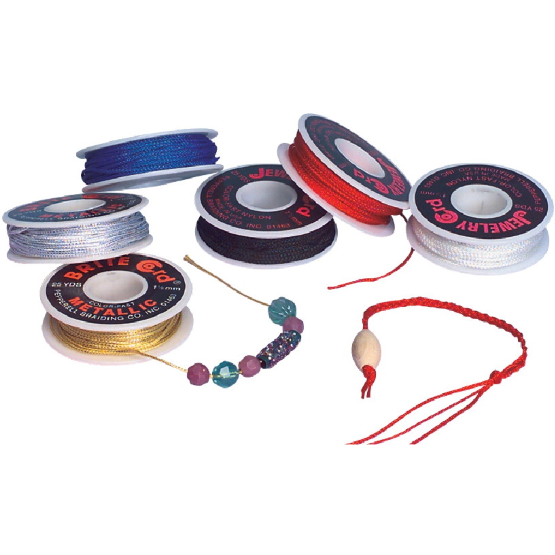 Pepperell Braiding Jewelry Cord, Assorted Colors, Set of 6