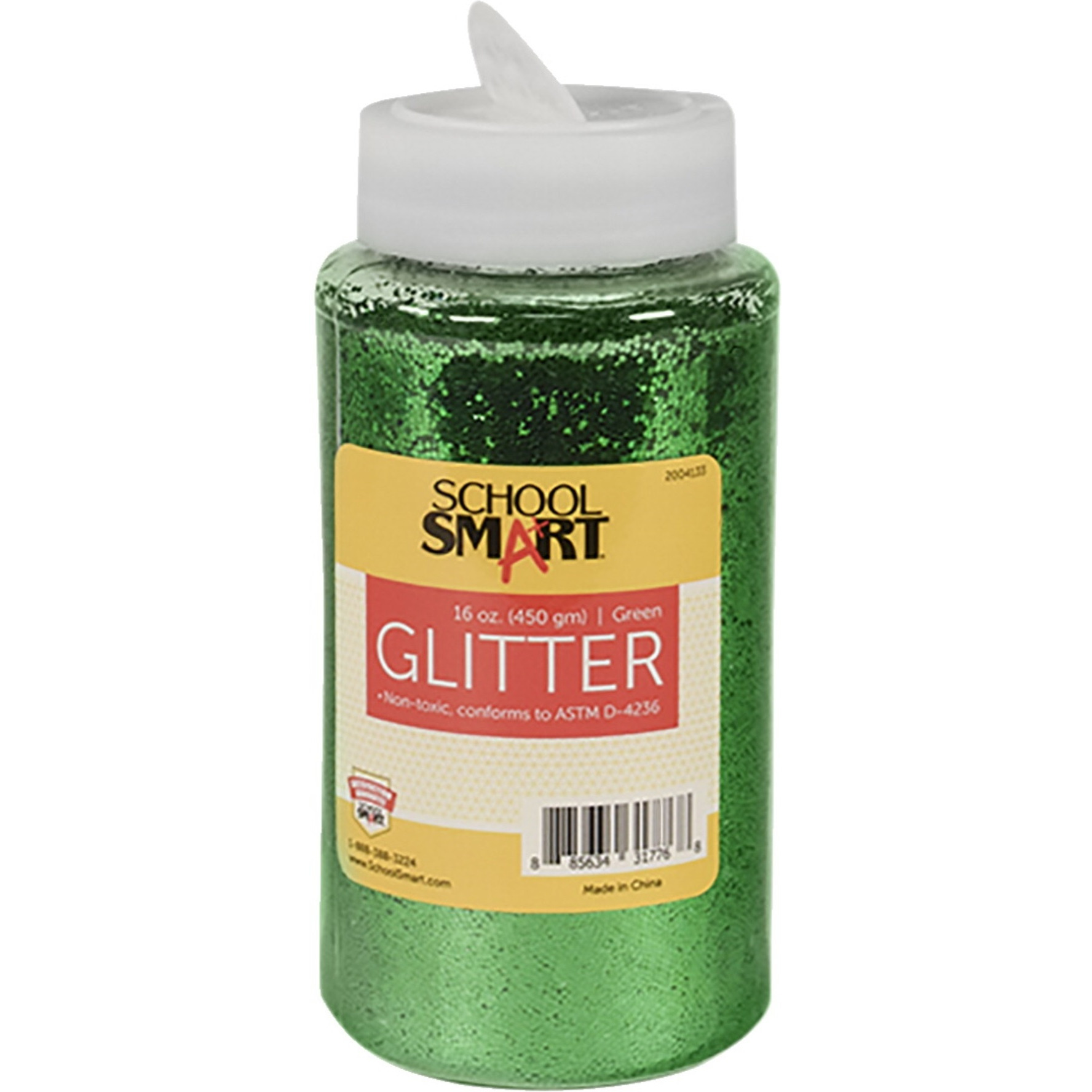 School Smart Craft Glitter, 1 Pound Jar, Green