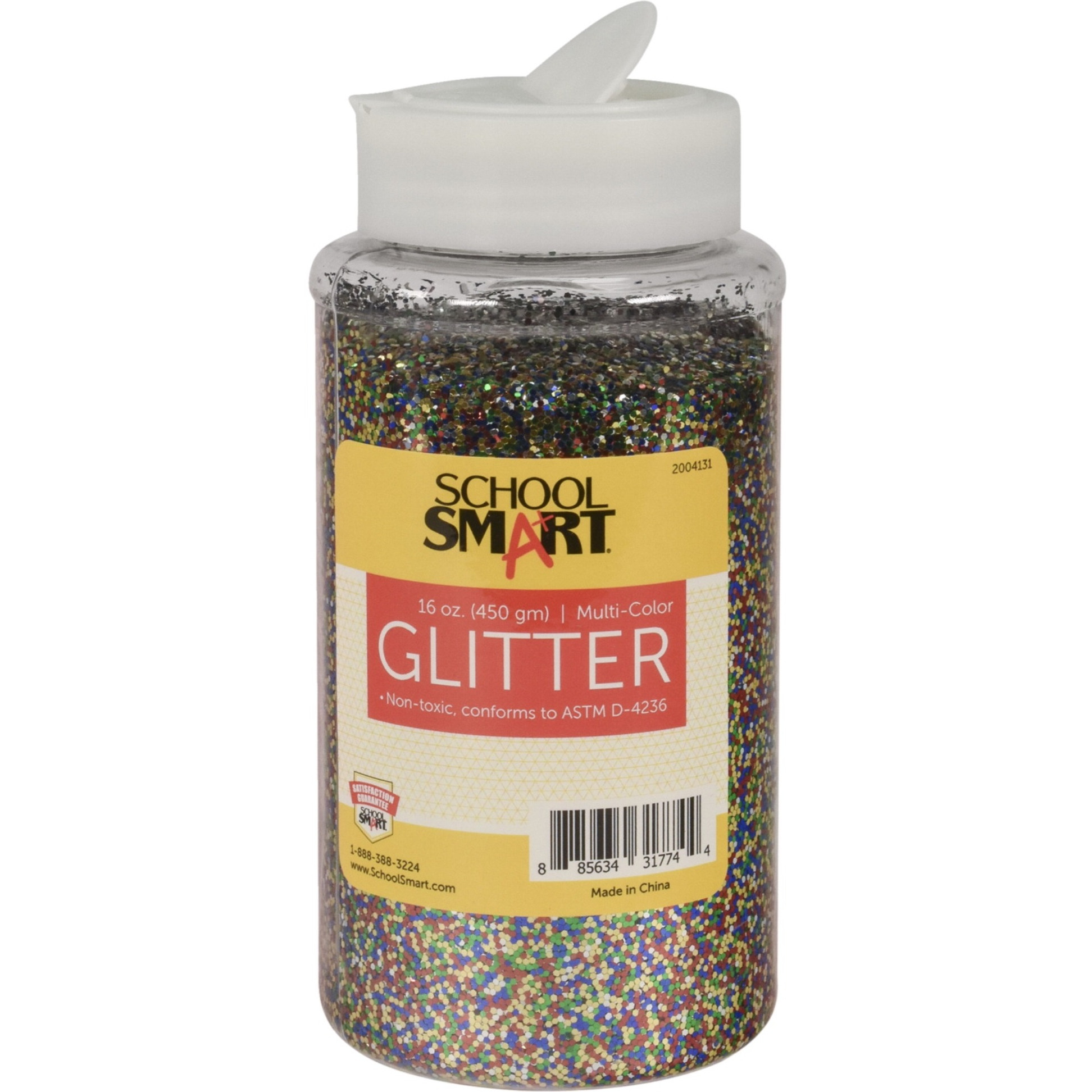 School Smart Craft Glitter, 1 Pound Jar, Multi-Color