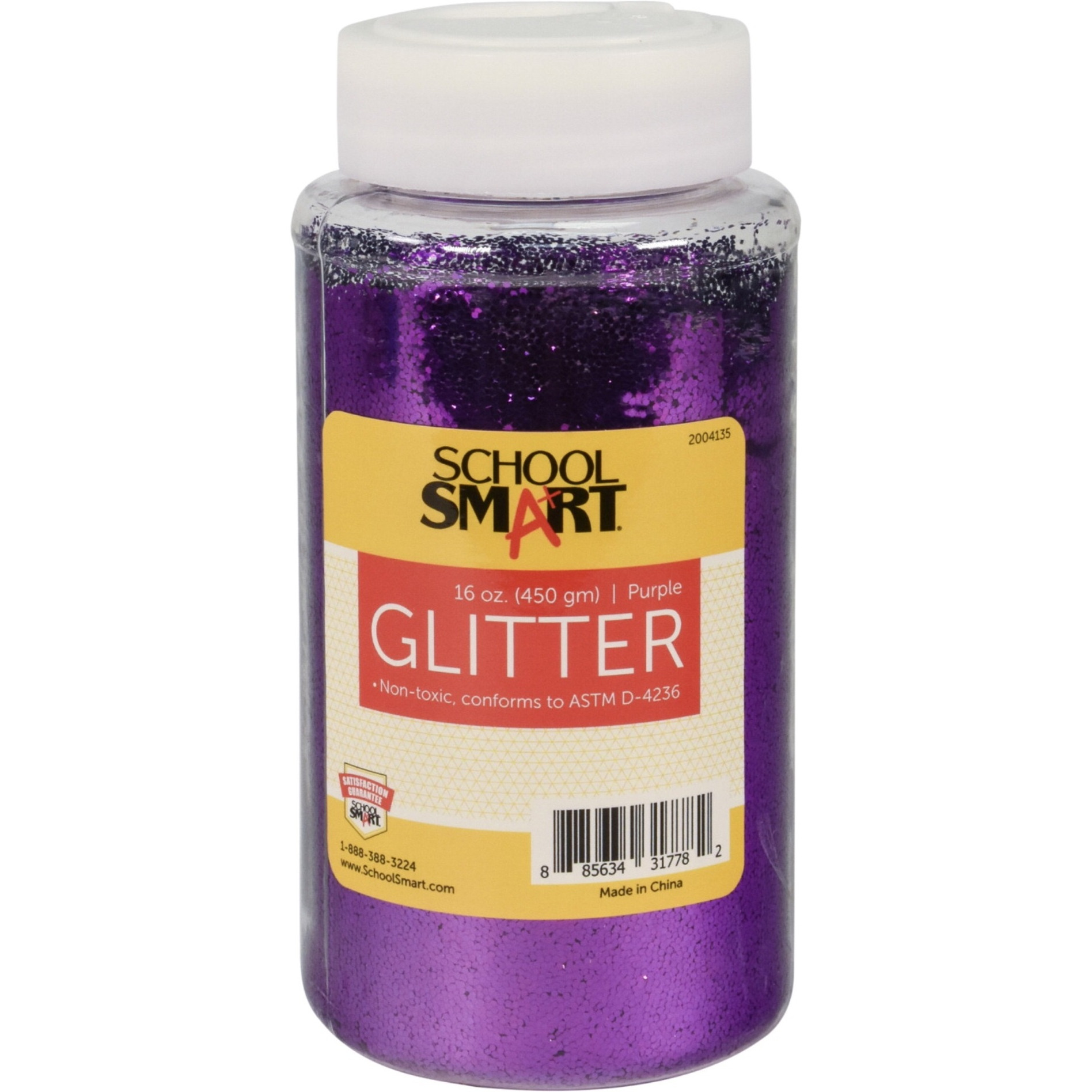 School Smart Craft Glitter, 1 Pound Jar, Purple