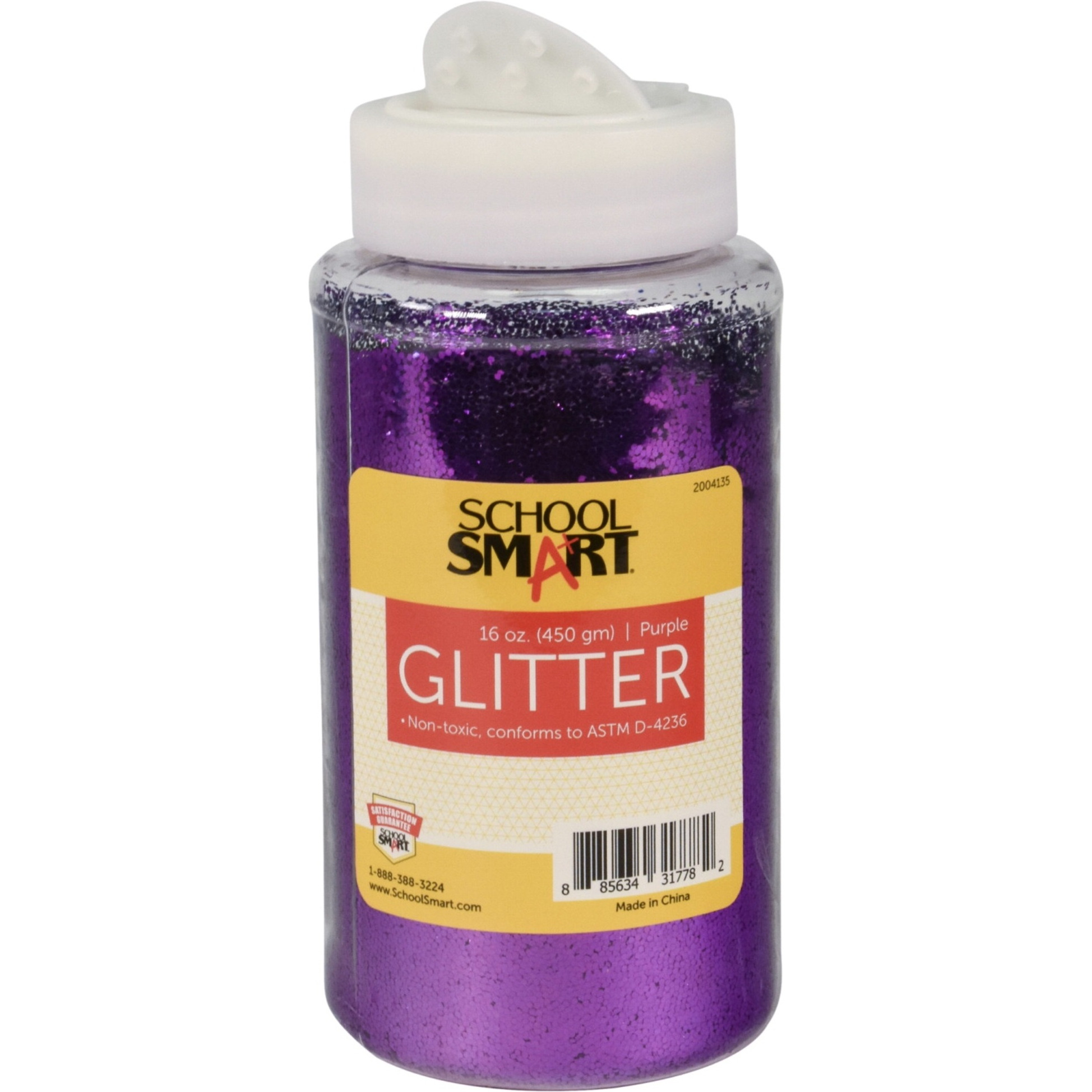 School Smart Craft Glitter, 1 Pound Jar, Purple