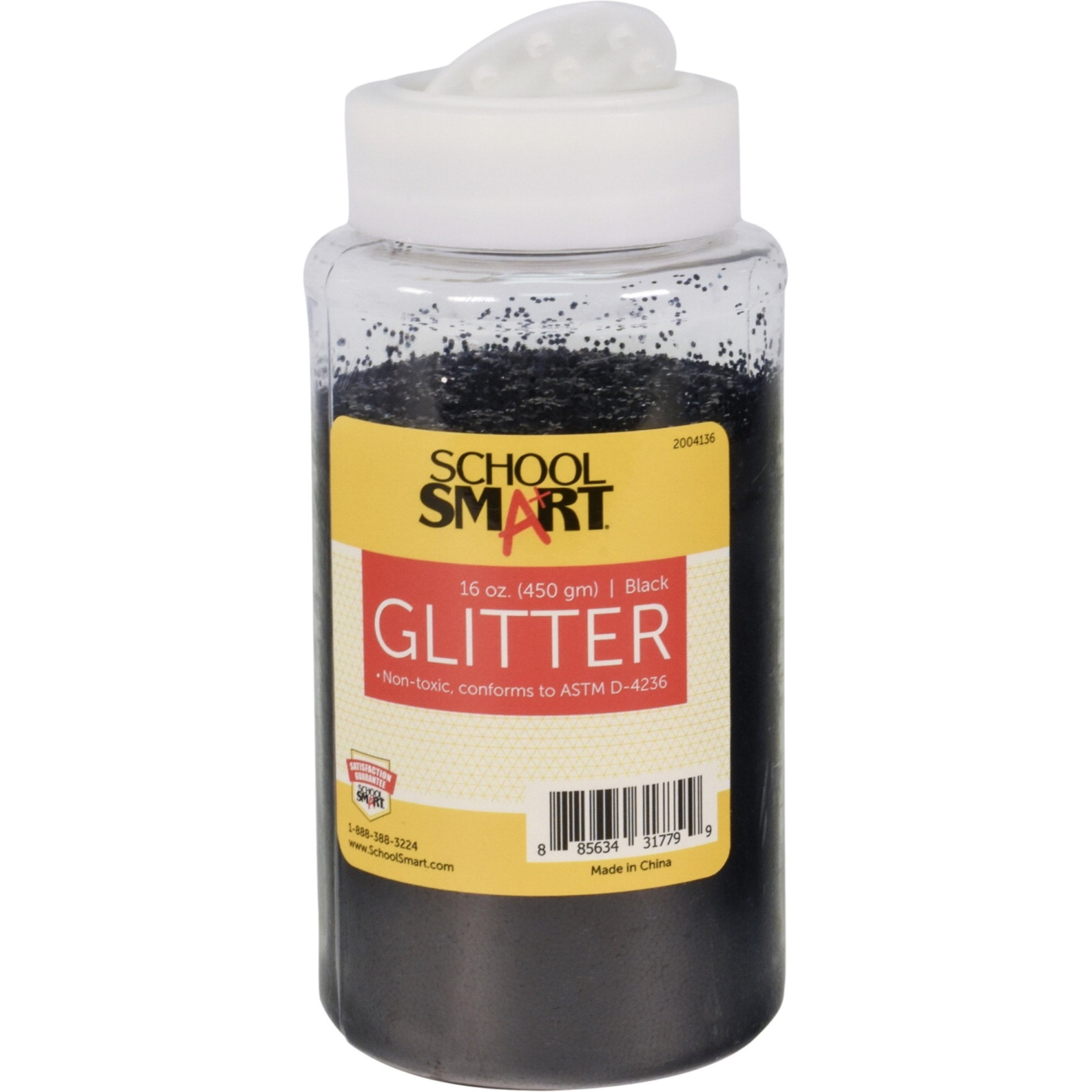 School Smart Craft Glitter, 1 Pound Jar, Black