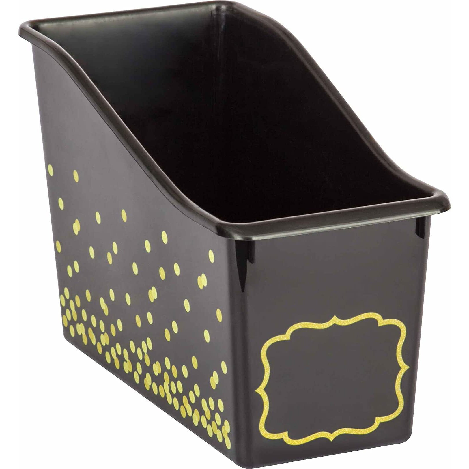BLACK CONFETTI PLASTIC BOOK BIN