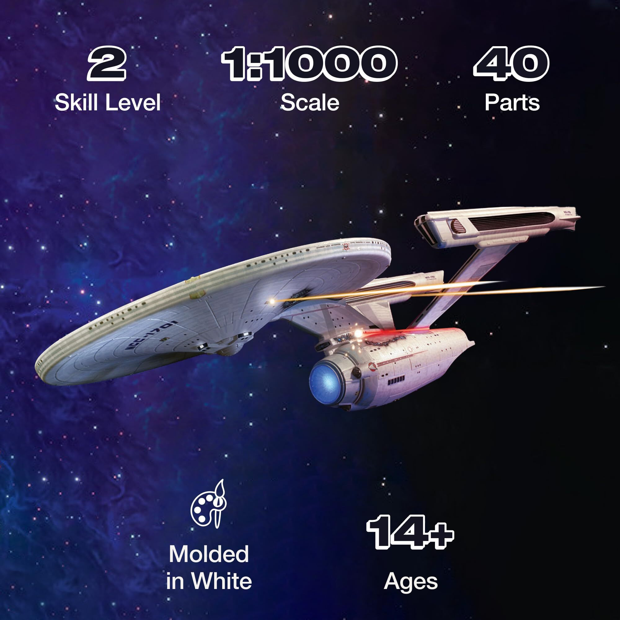 Skill 2 Snap Model Kit U.S.S. Enterprise NCC-1701 Refit Spaceship &quotStar Trek II The Wrath of Khan" (1982) Movie 1/1000 Scale Model by Polar Lights