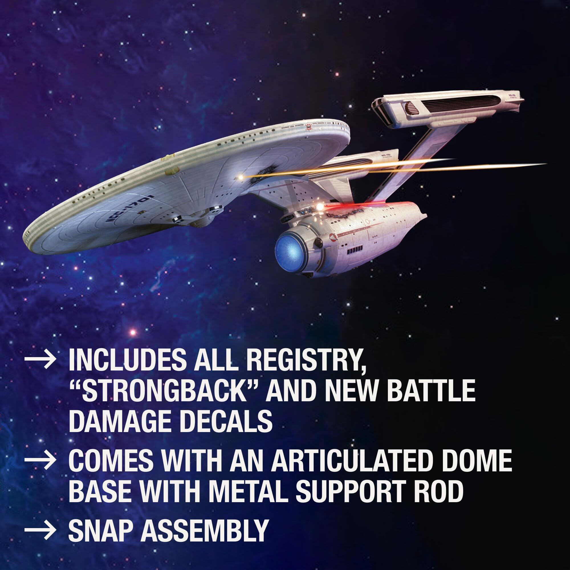 Skill 2 Snap Model Kit U.S.S. Enterprise NCC-1701 Refit Spaceship &quotStar Trek II The Wrath of Khan" (1982) Movie 1/1000 Scale Model by Polar Lights