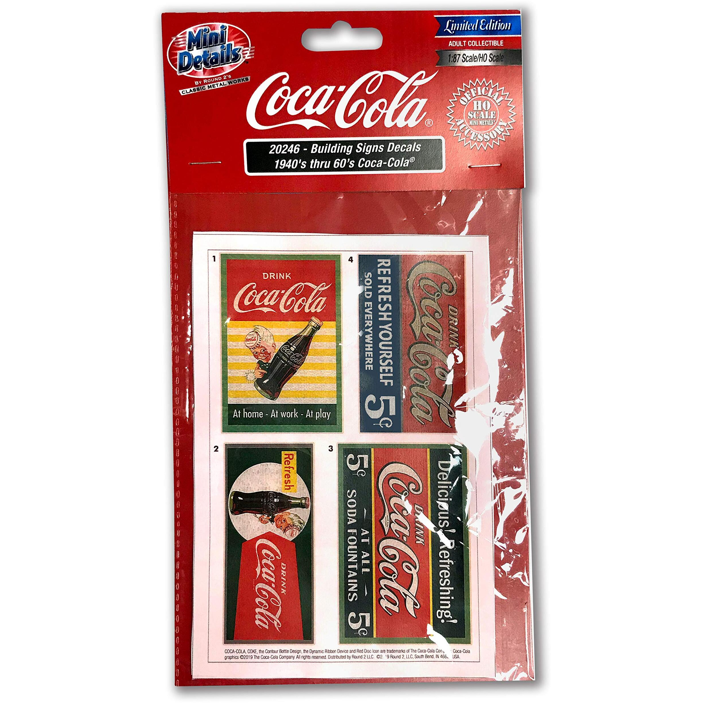 1940s Thru 1960s Coca-Cola Building Signs Decals for 1/87 (HO) Scale Models by Classic Metal Works