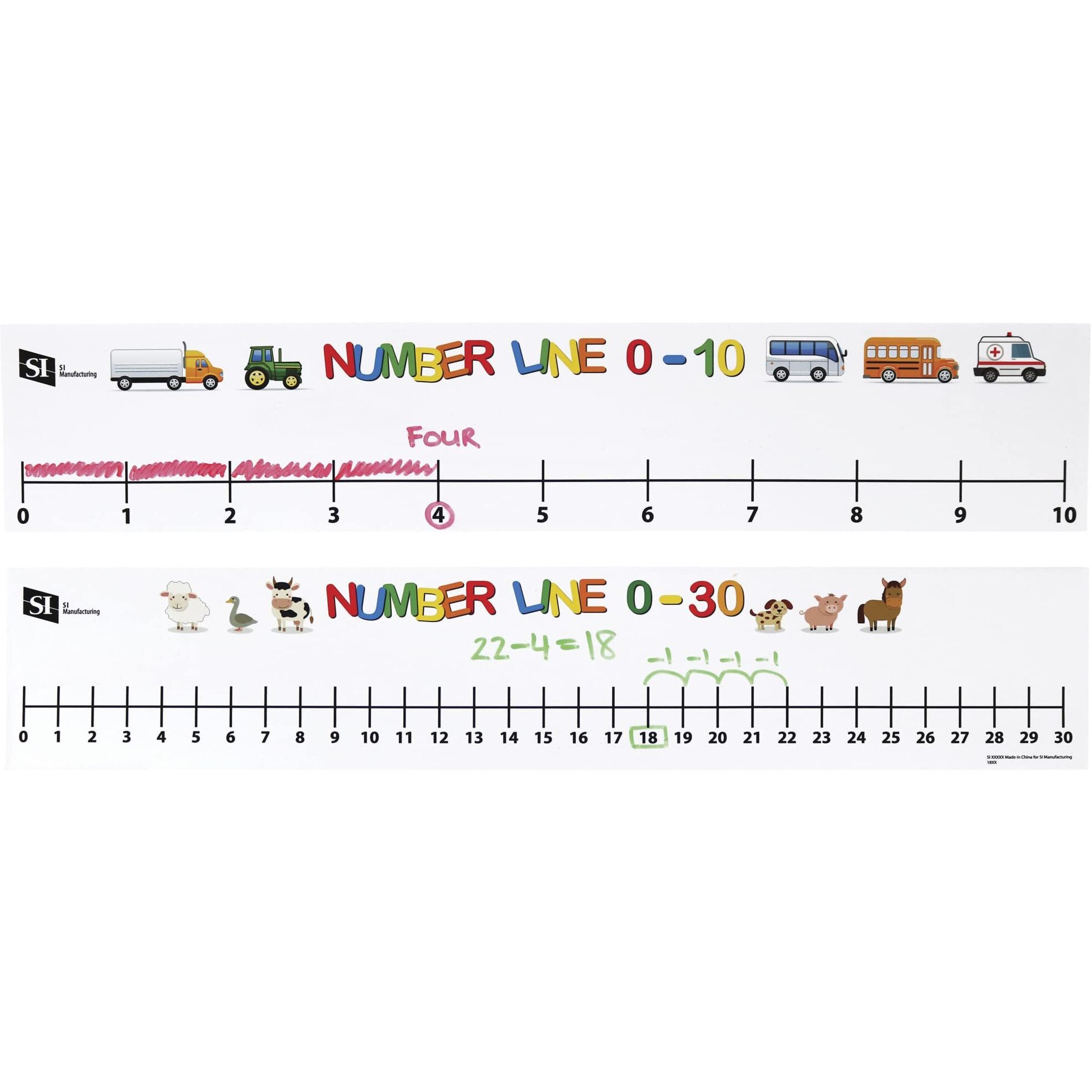 SI Number Line, 0-10 & 0-30, Set of 15