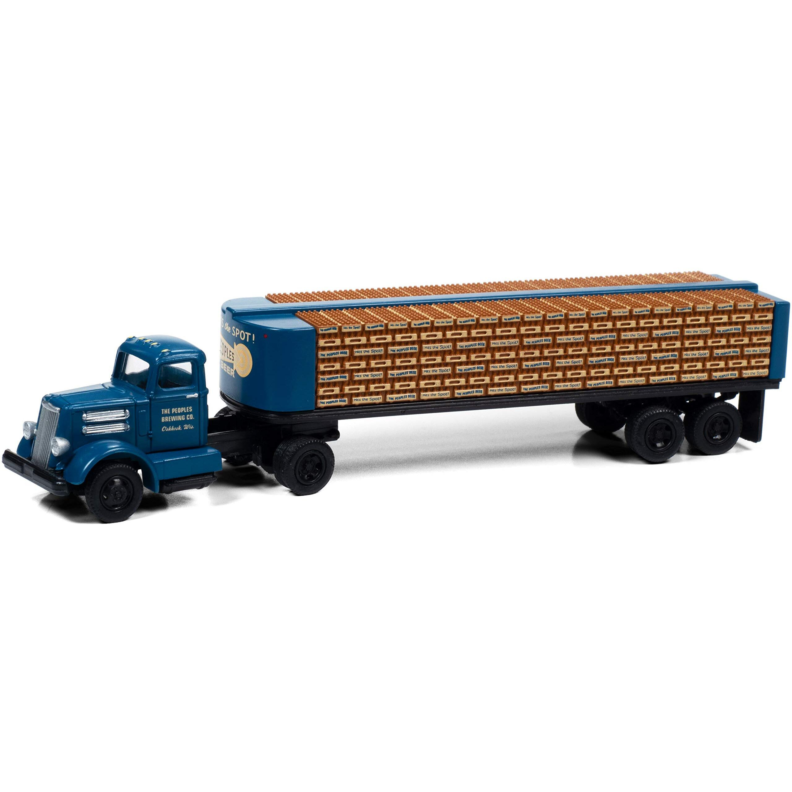 White WC22 Truck Tractor with Bottle Trailer Dark Blue &quotThe Peoples Brewing Co." 1/87 (HO) Scale Model by Classic Metal Works