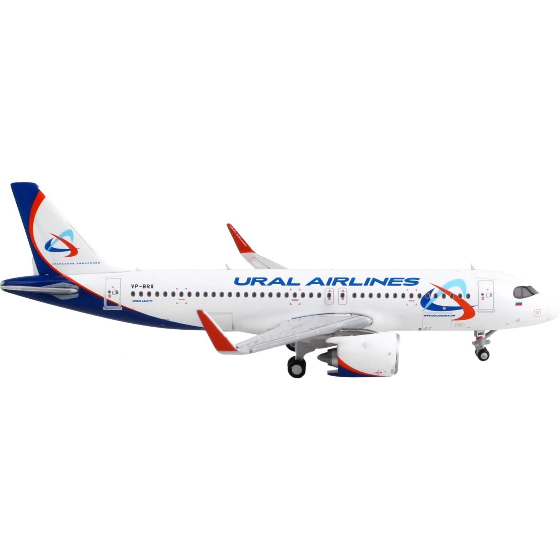Airbus A320neo Commercial Aircraft &quotUral Airlines" White with Blue Tail 1/400 Diecast Model Airplane by GeminiJets