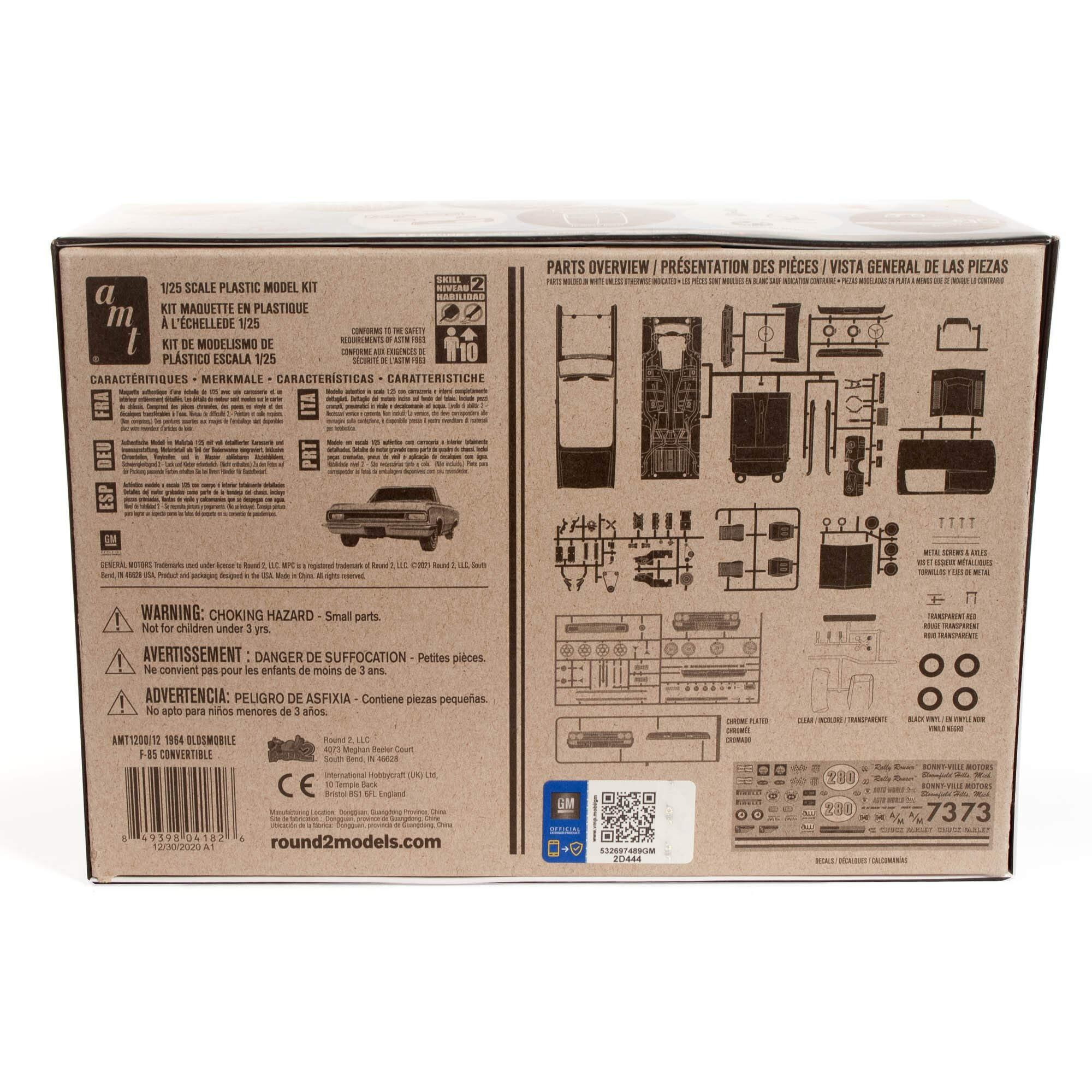 Skill 2 Model Kit 1964 Oldsmobile Cutlass F-85 Convertible 3-in-1 Kit 1/25 Scale Model by AMT