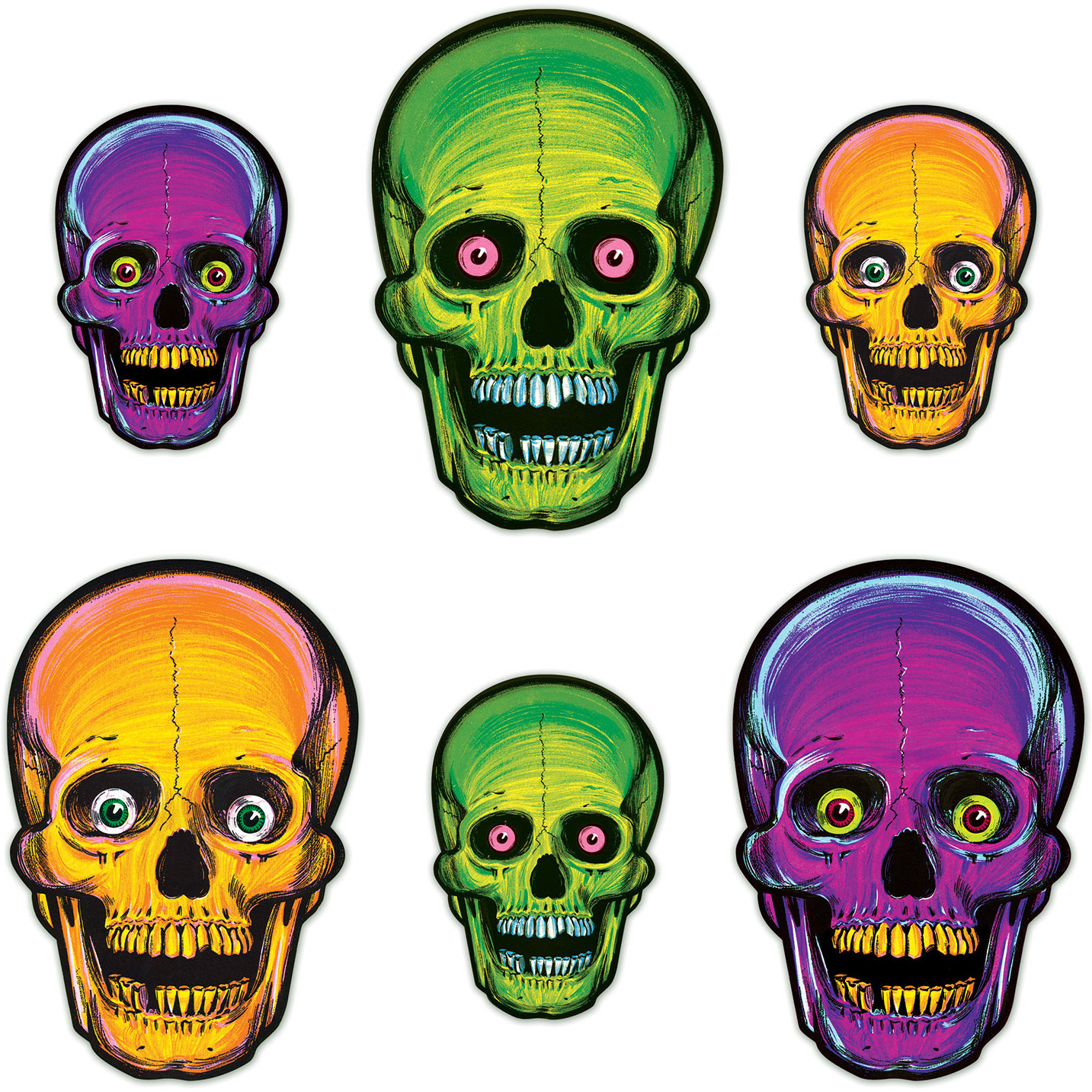 Vintage Halloween Nite-Glo Skull Cutouts
