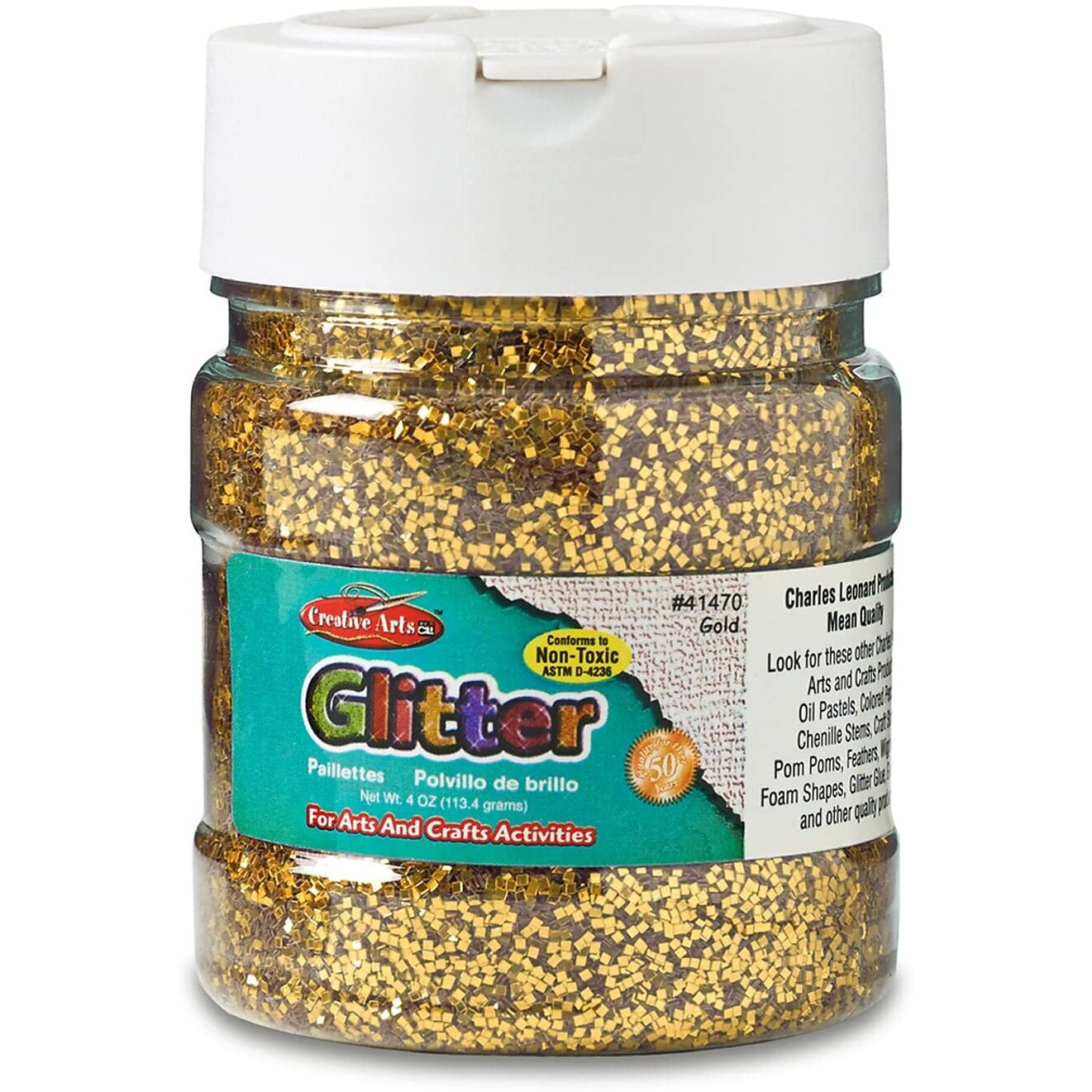 (6 EA) GLITTER 4OZ JAR GOLD