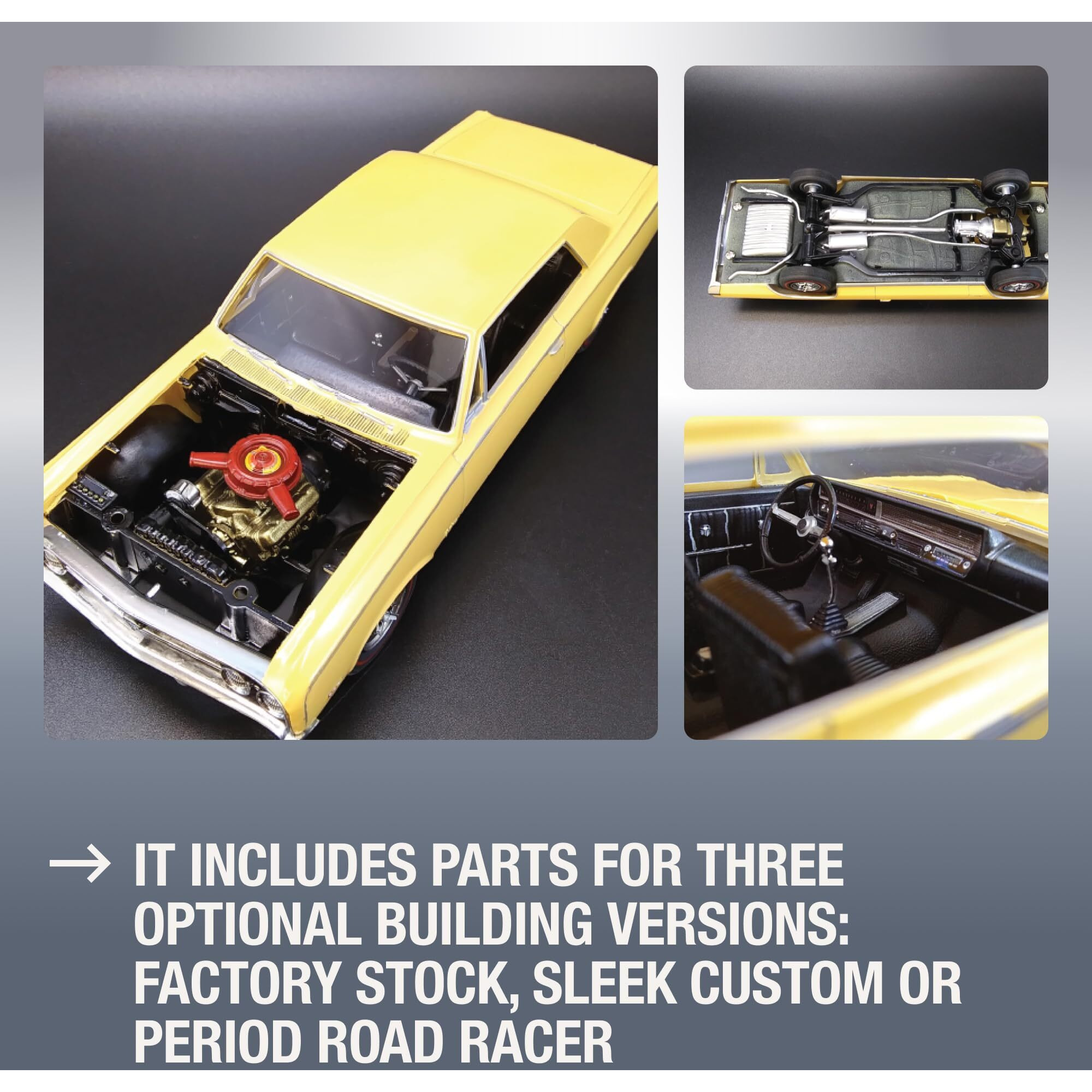 Skill 2 Model Kit 1964 Oldsmobile Cutlass 442 Hardtop 3-in-1 Kit 1/25 Scale Model by AMT