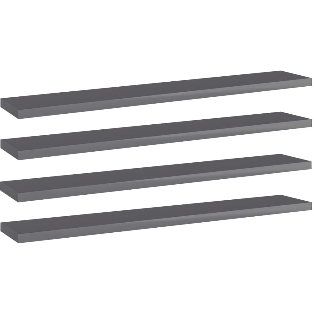 vidaXL Bookshelf Boards 4 pcs High Gloss Gray 23.6&quotx3.9&quotx0.6" Engineered Wood