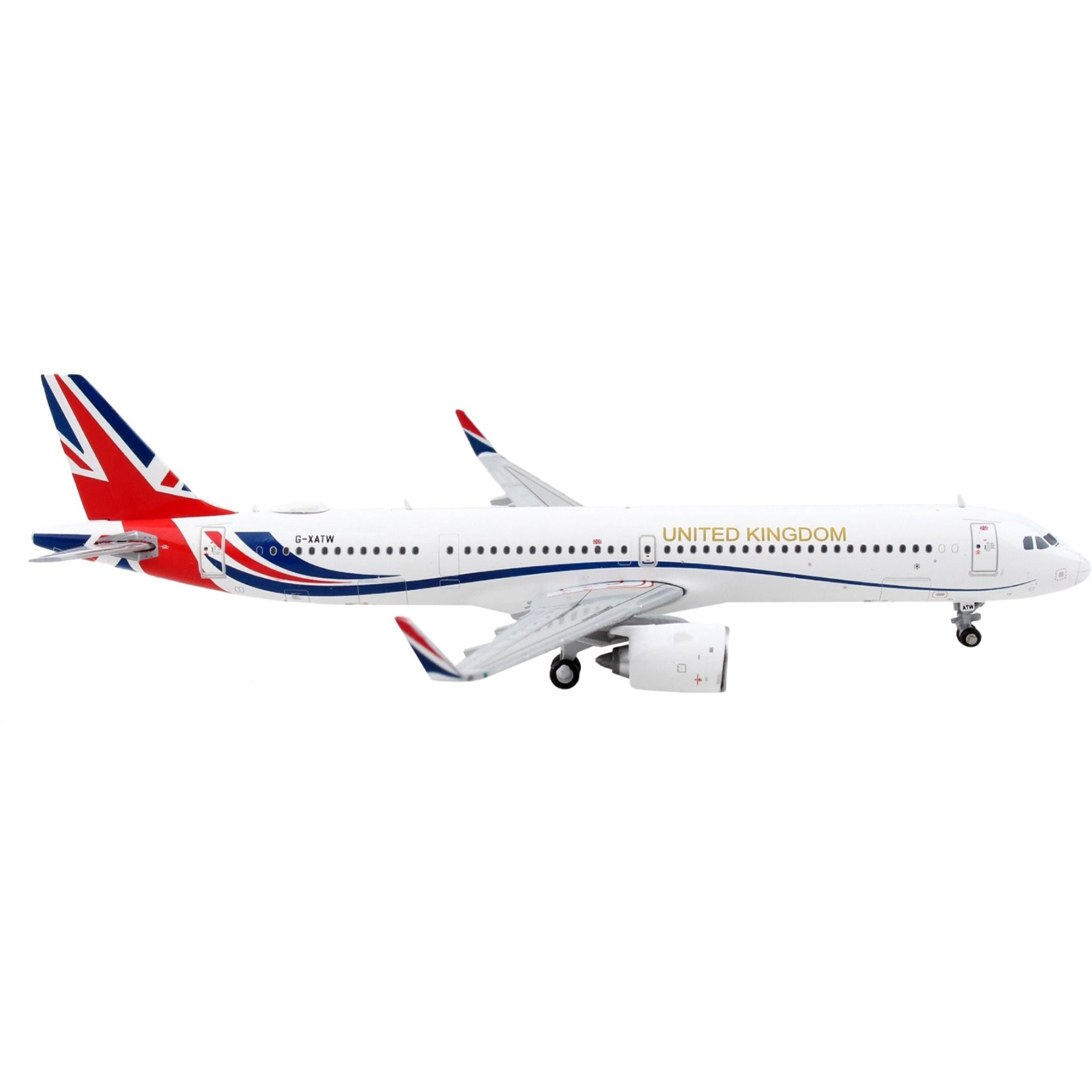 Airbus A321neo Transport Aircraft &quotRoyal Air Force - United Kingdom" White with UK Flag Tail &quotGemini Macs" Series 1/400 Diecast Model Airplane by GeminiJets