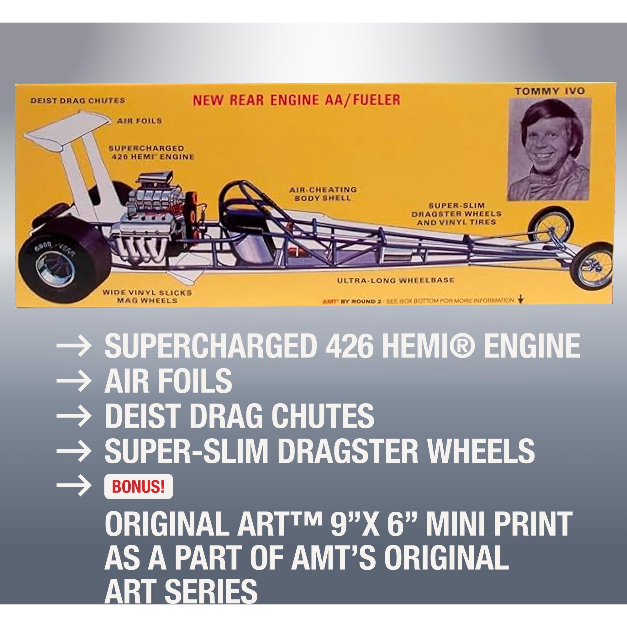 Skill 2 Model Kit Tommy Ivo Rear Engine Dragster 1/25 Scale Model by AMT