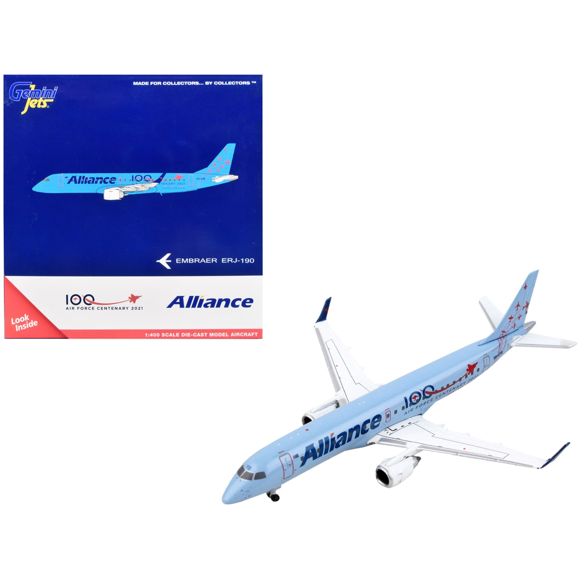 Embraer ERJ-190 Commercial Aircraft &quotAlliance Airlines - 100th Anniversary Royal Australian Air Force" Blue 1/400 Diecast Model Airplane by GeminiJets