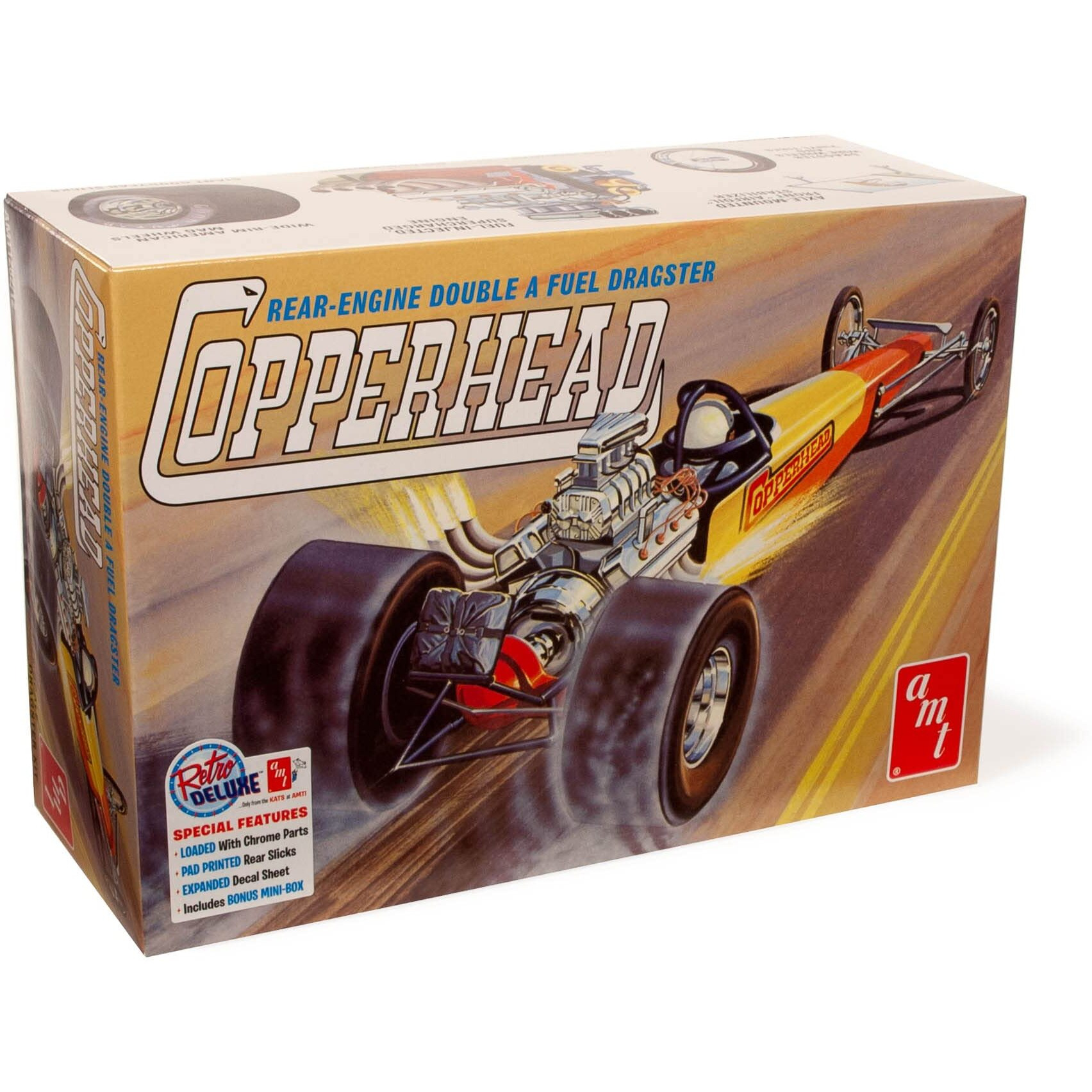 Skill 2 Model Kit 1934 Copperhead Rear-Engine Double A Fuel Dragster 1/25 Scale Model by AMT
