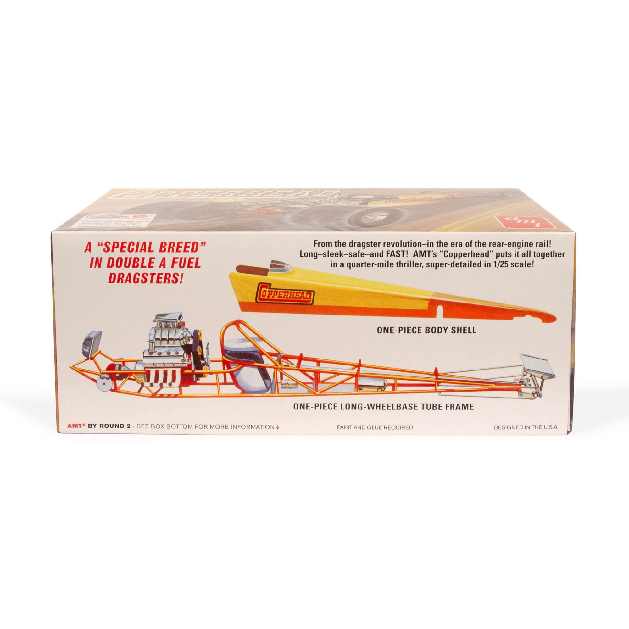 Skill 2 Model Kit 1934 Copperhead Rear-Engine Double A Fuel Dragster 1/25 Scale Model by AMT