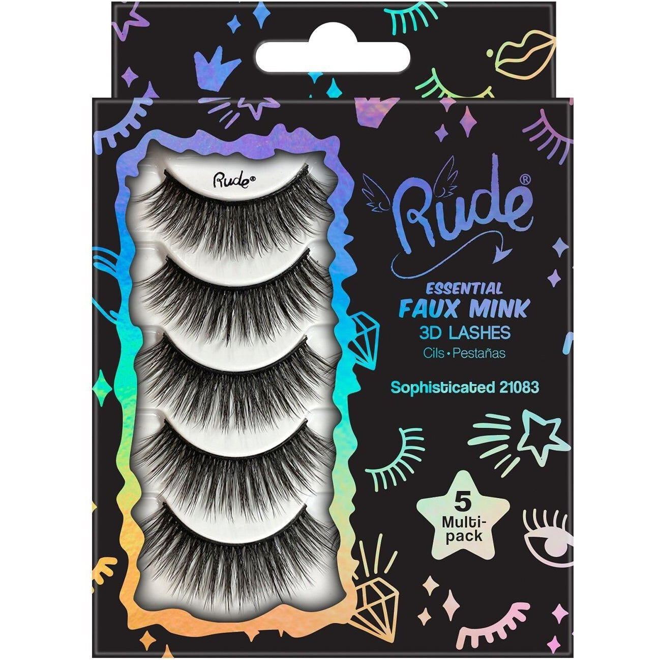 Rude Essential Faux Mink 3D Lashes 5 Multi-Pack(D0102H2cYZ7)