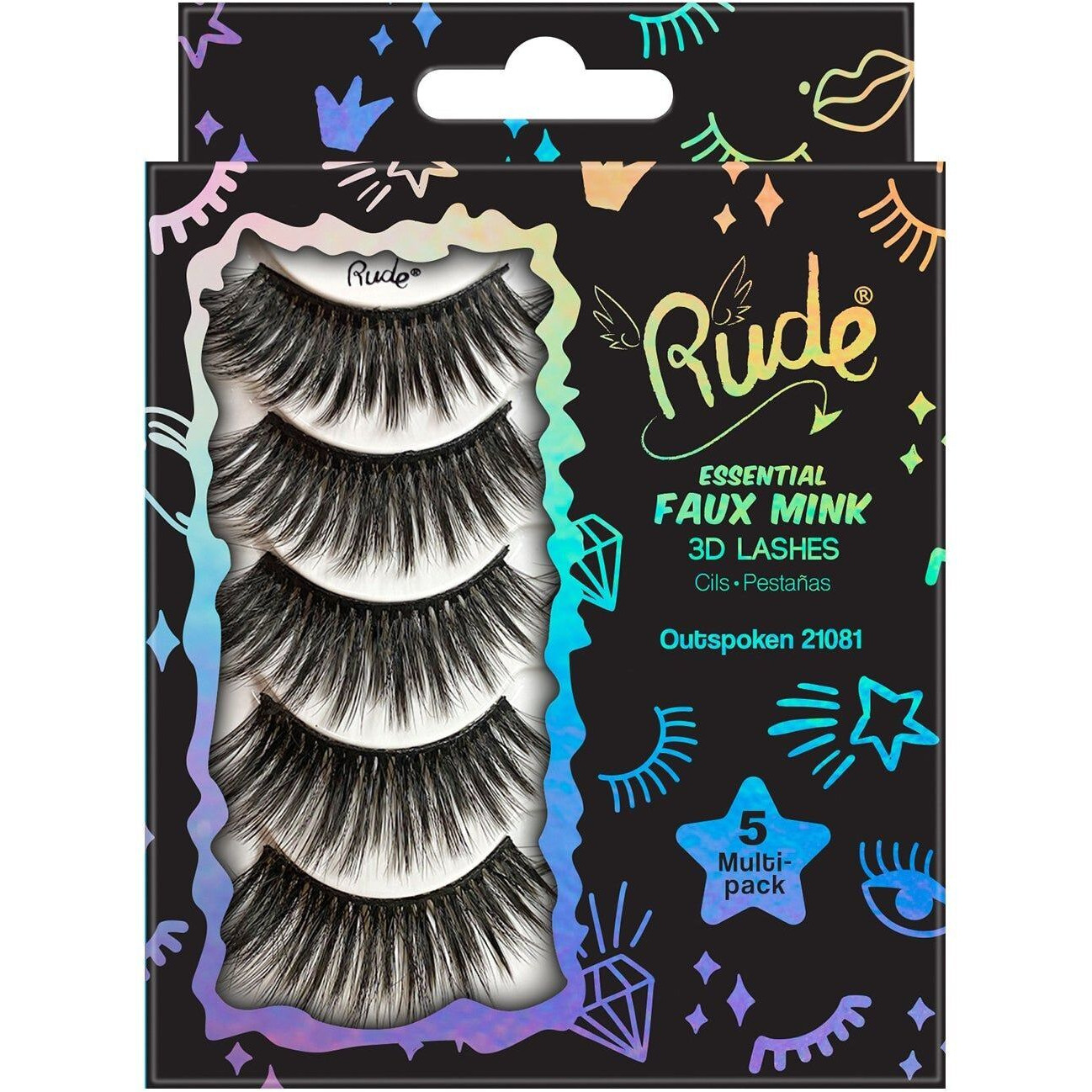 Rude Essential Faux Mink 3D Lashes 5 Multi-Pack(D0102H2cYMV)