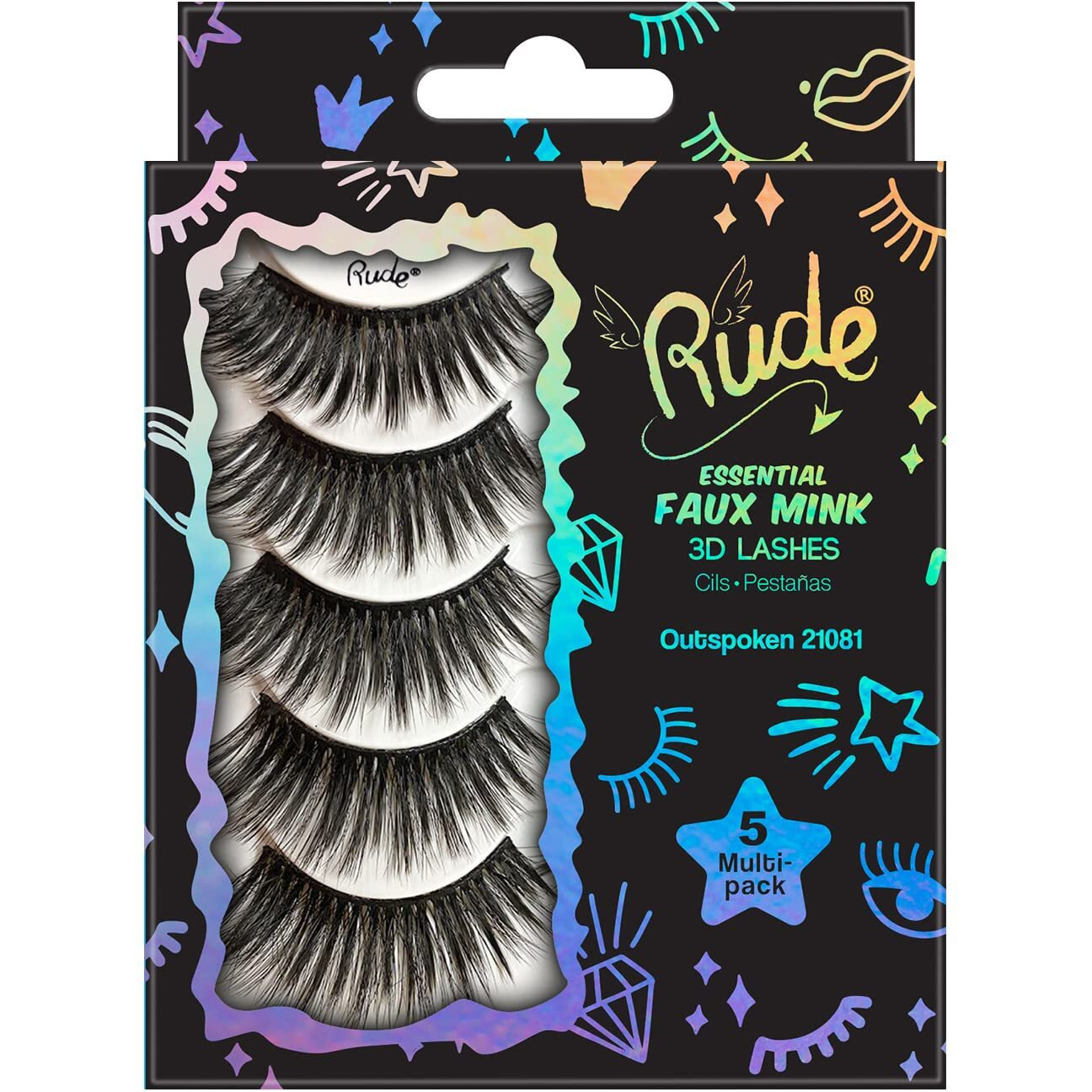 Rude Essential Faux Mink 3D Lashes 5 Multi-Pack(D0102H2cYMV)