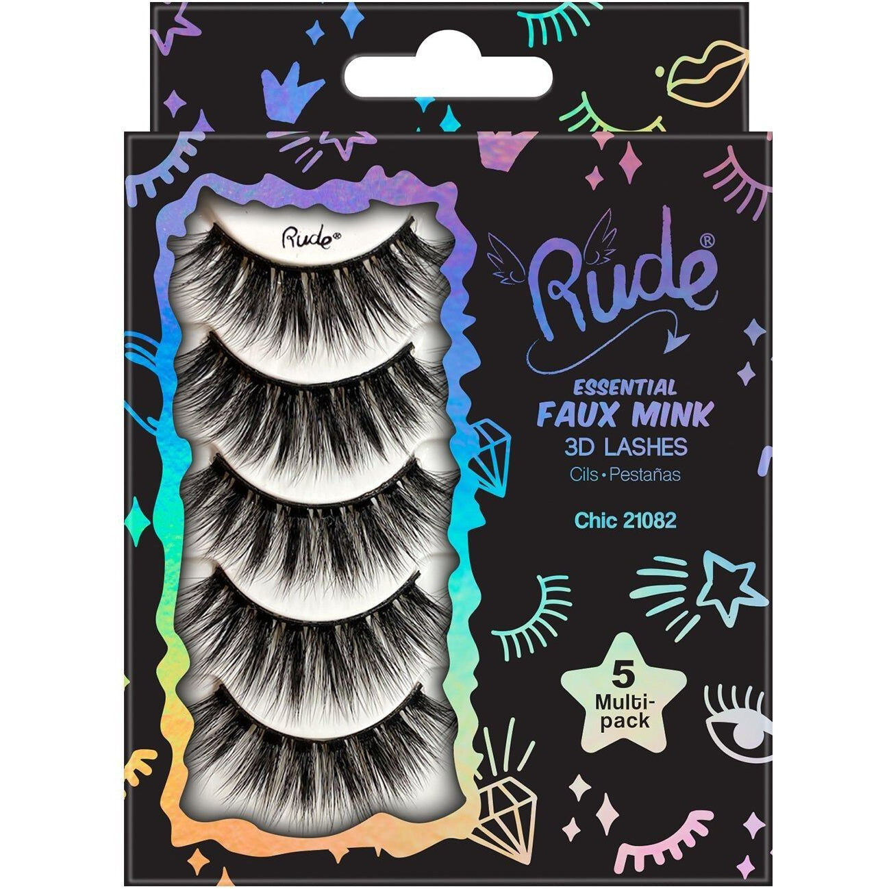 Rude Essential Faux Mink 3D Lashes 5 Multi-Pack(D0102H2cYMW)