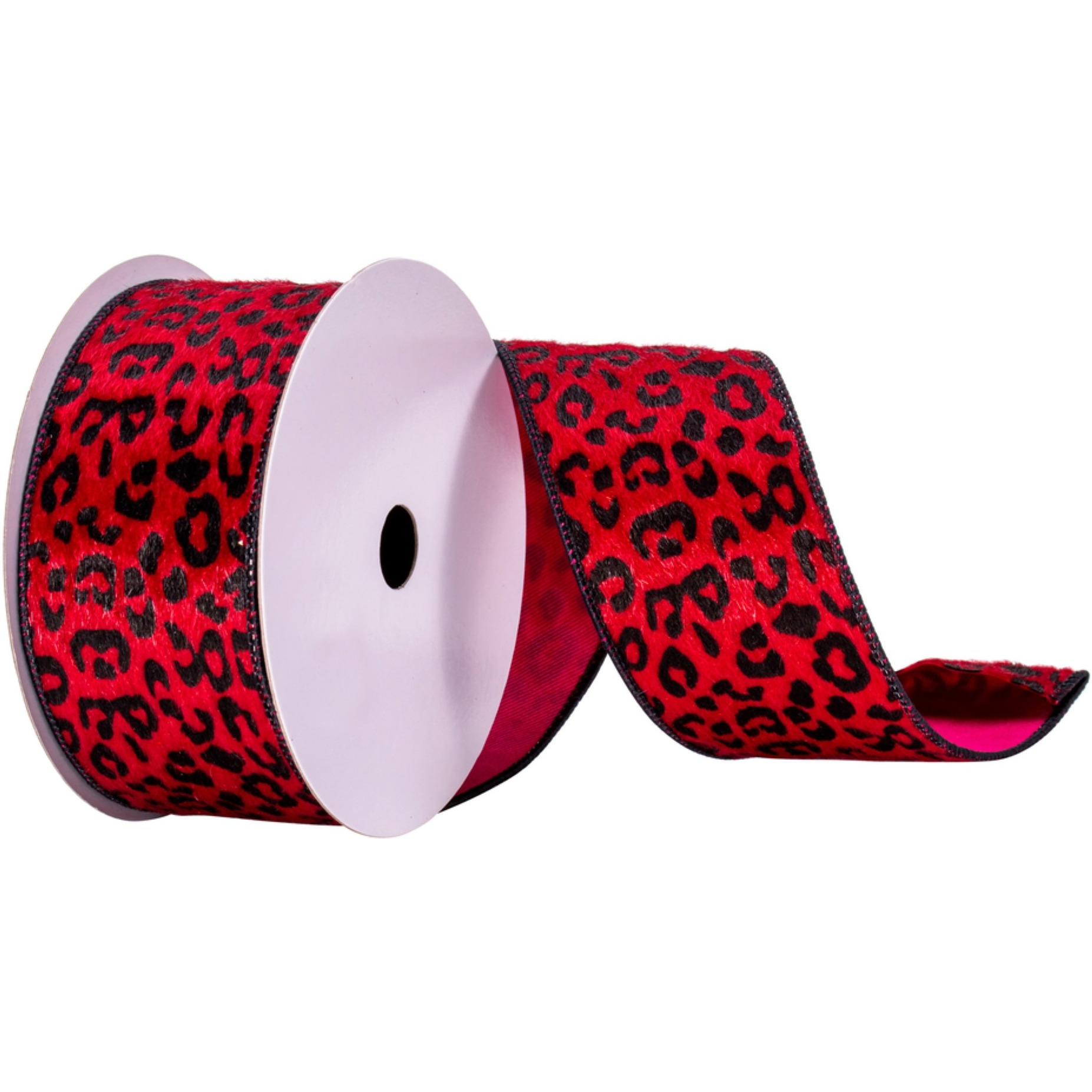 2.5&quotx10yd Red Leopard Print Ribbon