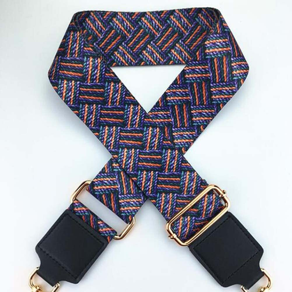 Retro Purple Wide Replacement Bag Strap Crossbody Shoulder Strap Woven Pattern Messenger Bag Purse Handbag Adjustable Belt