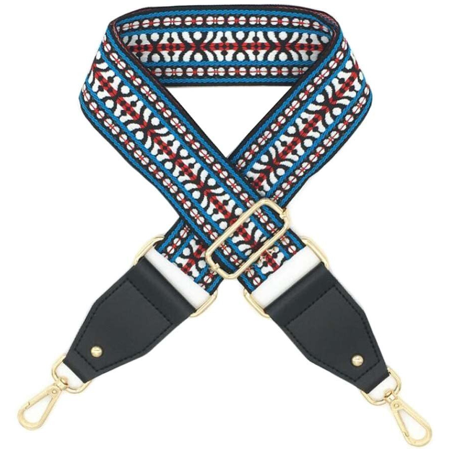 Blue White Flower Wide Crossbody Canvas Bag Strap Replacement Purse Handbag Shoulder Strap Adjustable Belt
